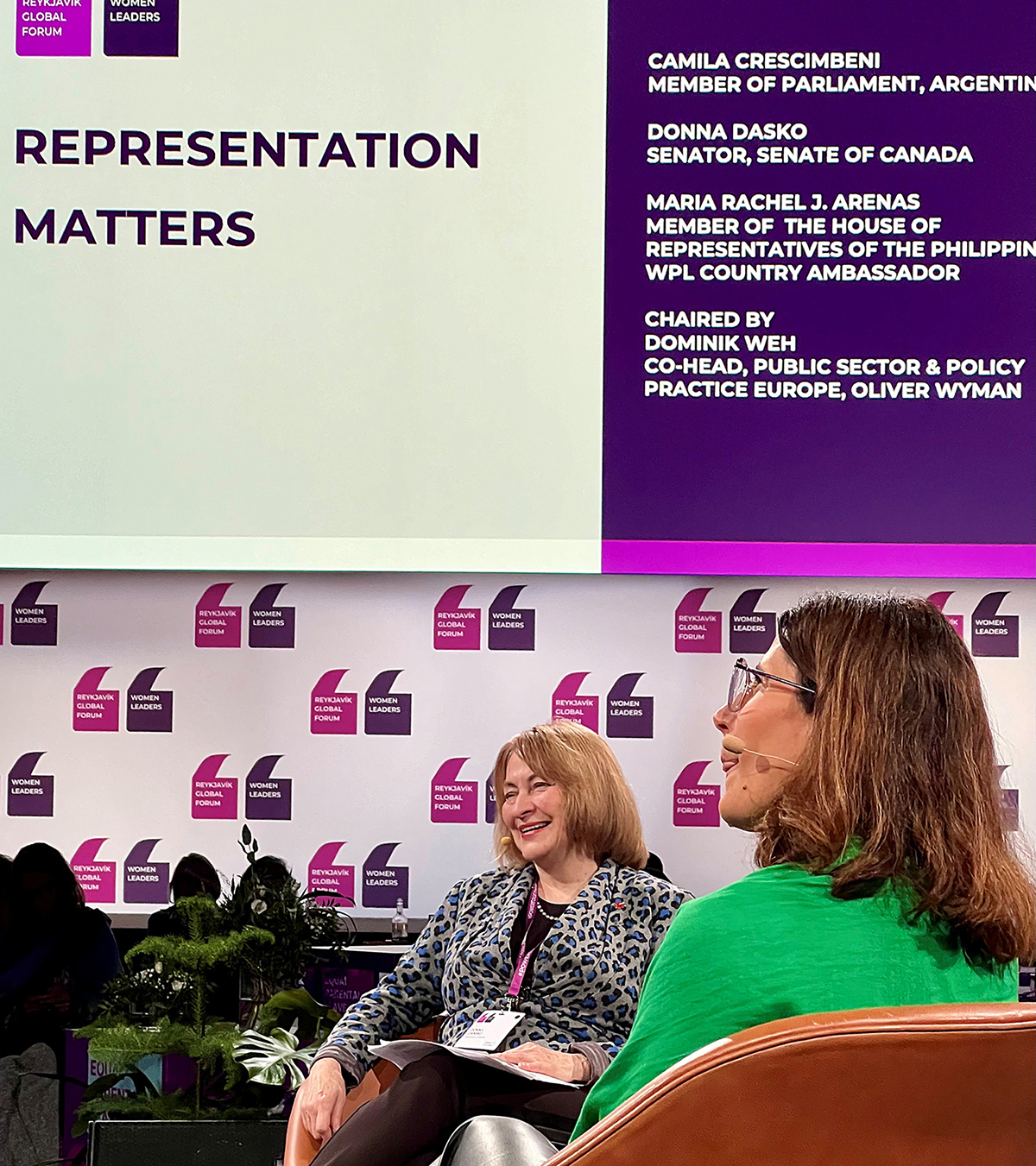 La sénatrice Dasko en tant qu’intervenante invitée au Forum mondial de Reykjavik organisé par Women Political Leaders en novembre 2023. (Crédit photo : Bureau de la sénatrice Donna Dasko)