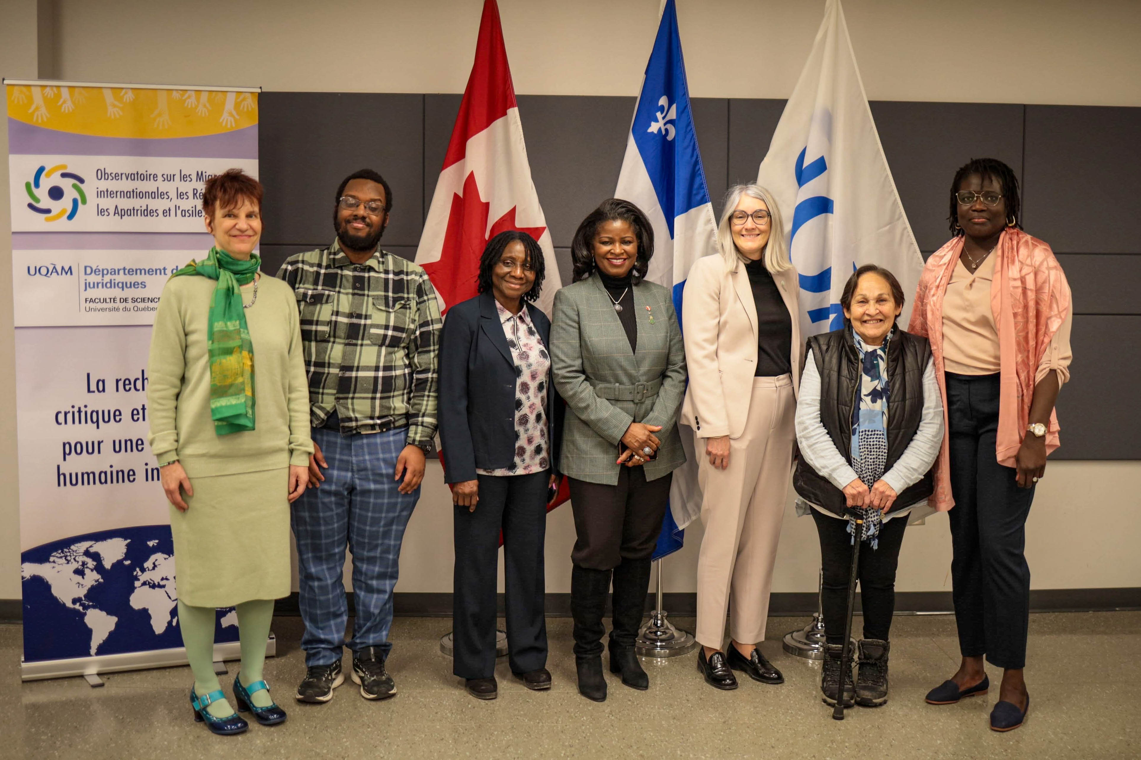 Thursday, February 27, 2025 – Senator Amina Gerba, centre, with other panelists; Black History Month discussion; Université du Québec à Montréal (UQAM), Montréal, Quebec.