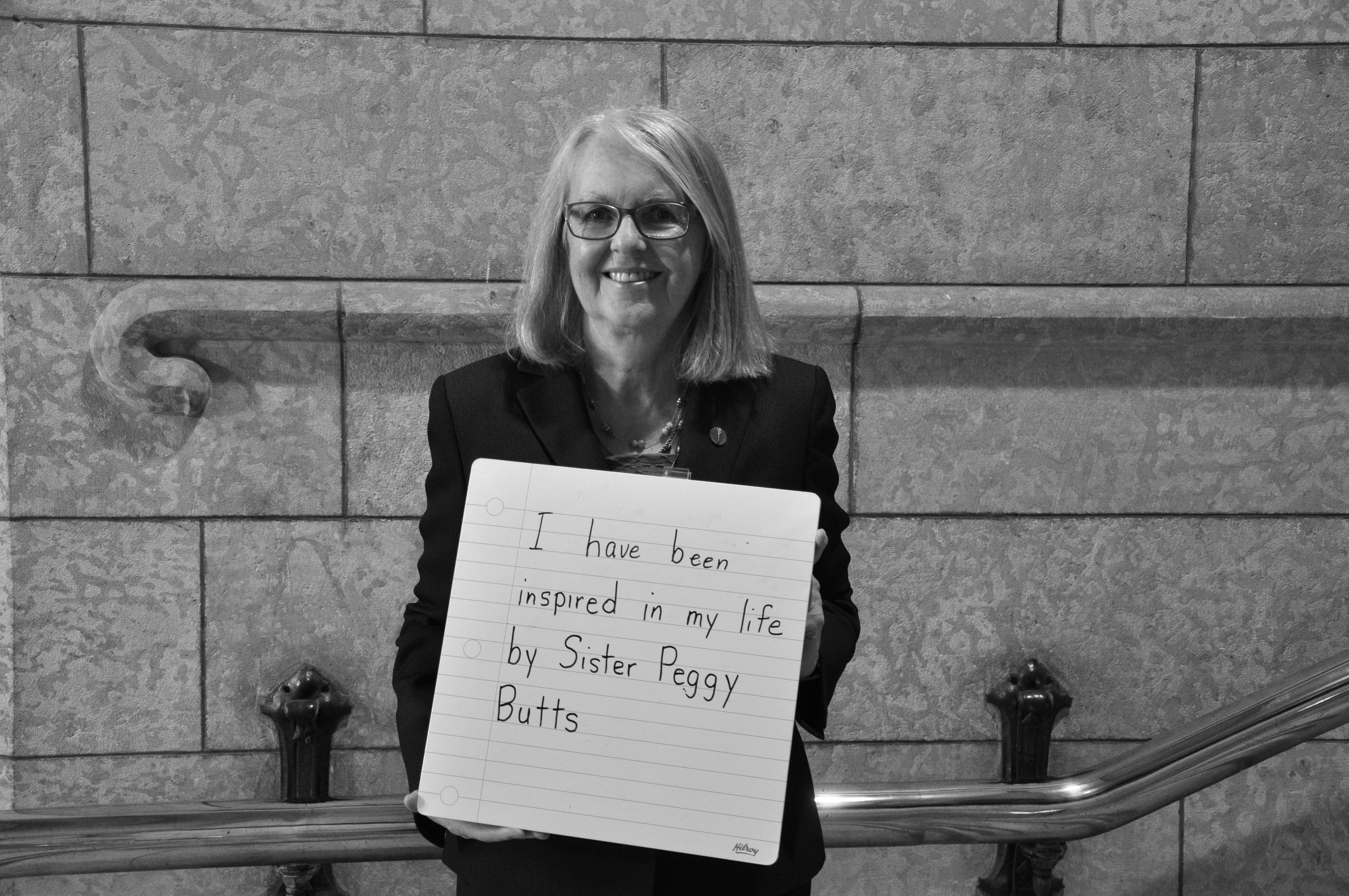 Senator Jane Cordy is inspired by Sister Peggy Butts.