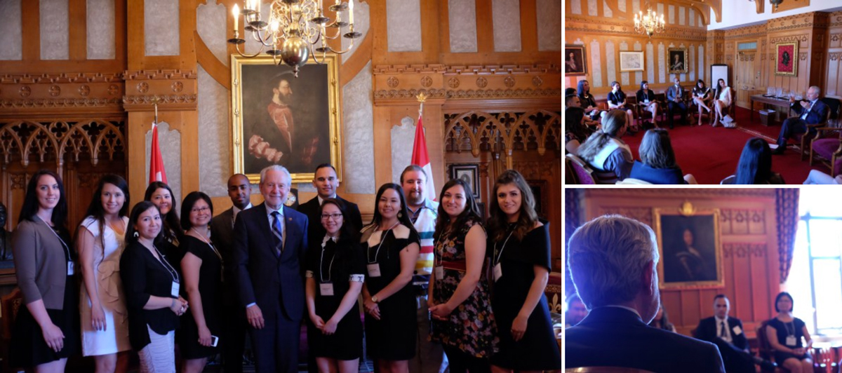 The youth leaders were also invited around Parliament to meet Senate Speaker George J. Furey, Clerk of the Senate Charles Robert and Government Leader in the Senate Peter Harder to learn more about the Senate itself.