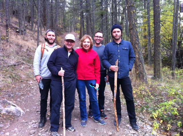 Senator Mitchell hiking with his three sons Grady, Lucas and Liam and his wife Teresa