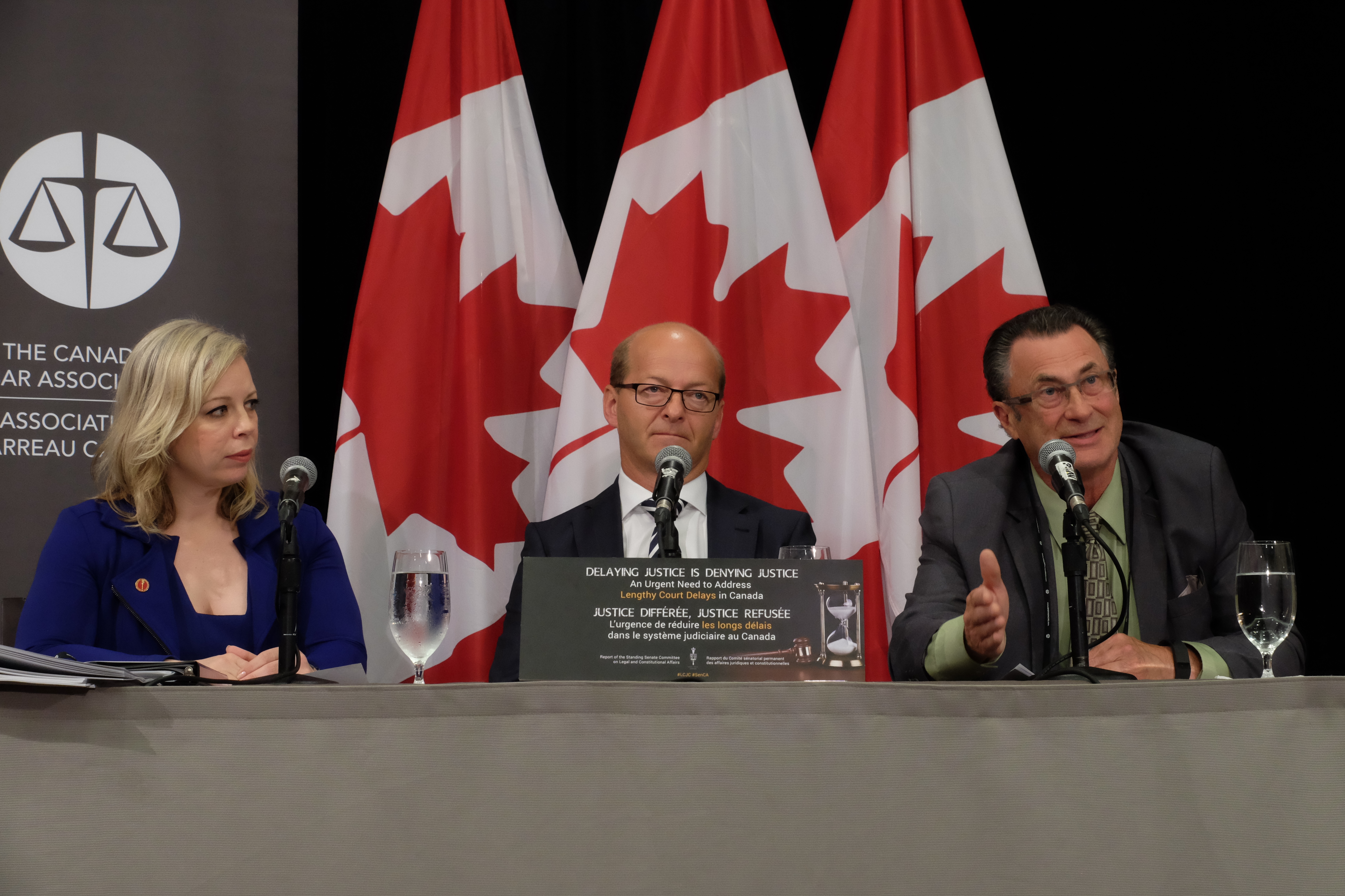 Photo (gauche à doite): la sénatrice Denise Batters, le sénateur Claude Carignan, le sénateur George Baker