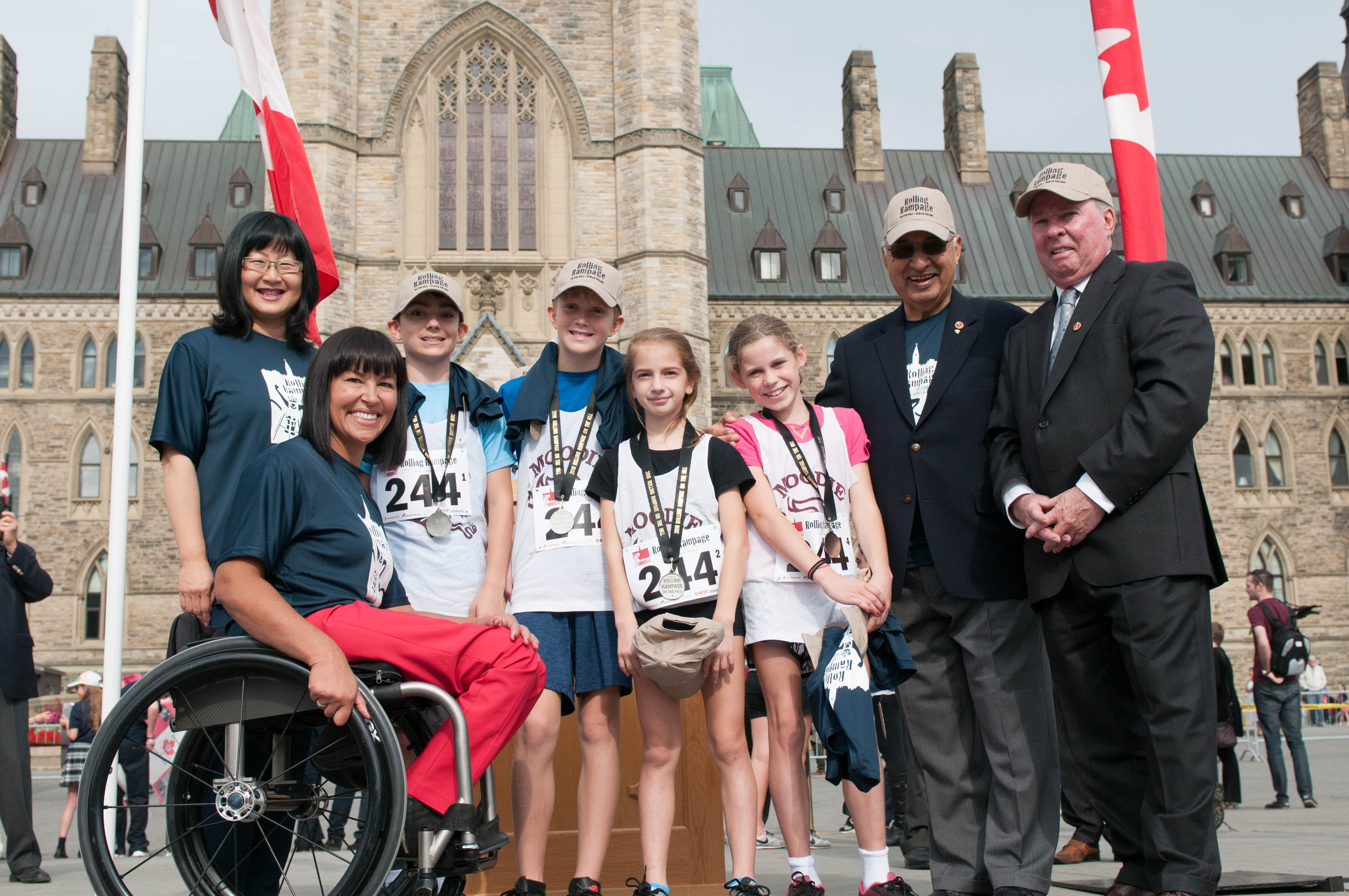 Pictured: Youth winners posed with senators on Parliament Hill.