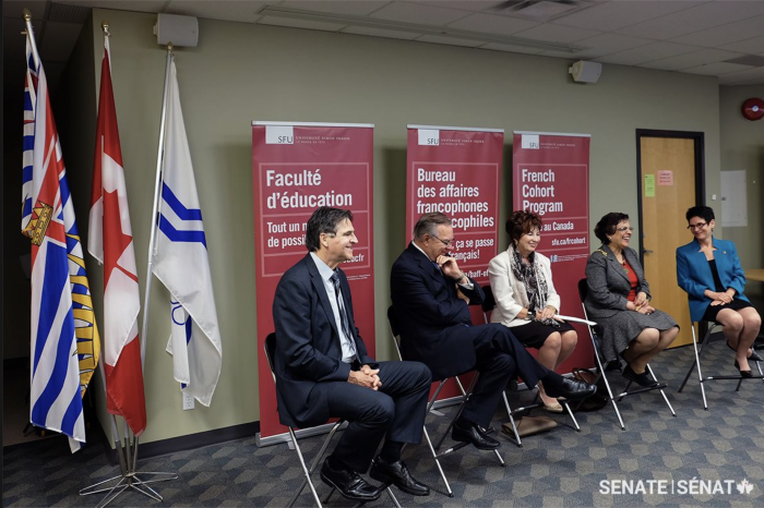 Senators visited the Bureau des affaires francophones et francophiles (BAFF) at Simon Fraser University, where they spoke to students who are passionate about bilingualism and learning the French language and culture.