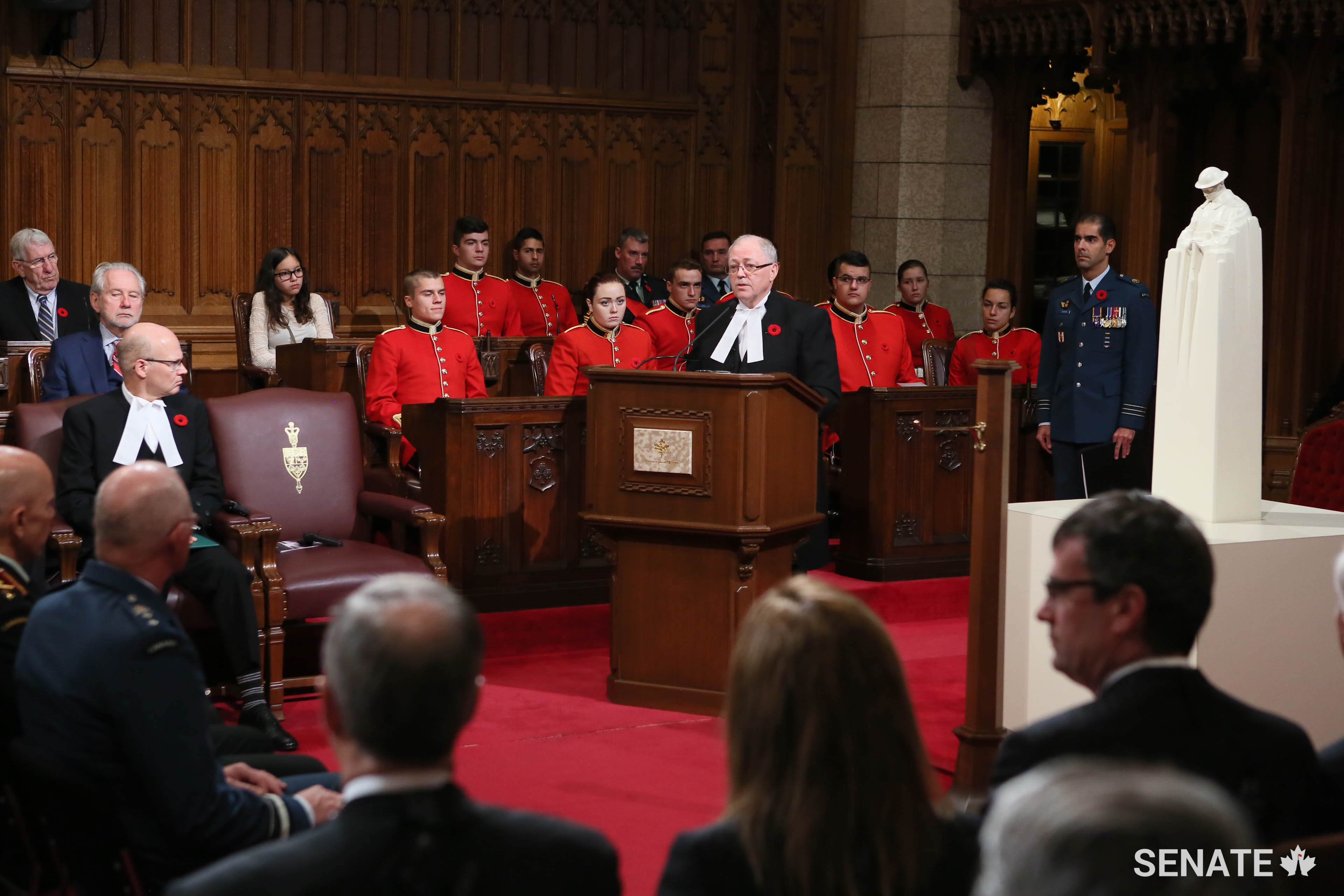 Pictured: Speaker George J. Furey addresses ceremony attendees.