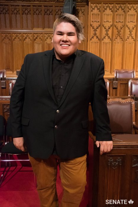 “I was really excited when I was asked to come sing and in my own language of Cree too. I was really excited to do this. So I created this song in a couple weeks. I thought ‘Oh my goodness we’re going to be singing in the Senate Chamber.’ Just coming here feels like a stepping stone in my music career. My message to kids is just to keep doing what you’re doing, be yourself and continue to follow your passion. From music, to dancing to cooking even! Like this you’ll be happy. It was a dream come true to be here this morning.”