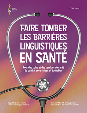 Faire Tomber les barrières linguistiques en santé - Pour des soins et des services de santé de qualité, sécuritaires et équitables
Stetoscope qui encercle de titre.
Rapport du Comité sénatorial permanent des langues officielles.
L’honorable Allister W. Surette, président
L’honorable Rose-May Poisier, vice-présidente