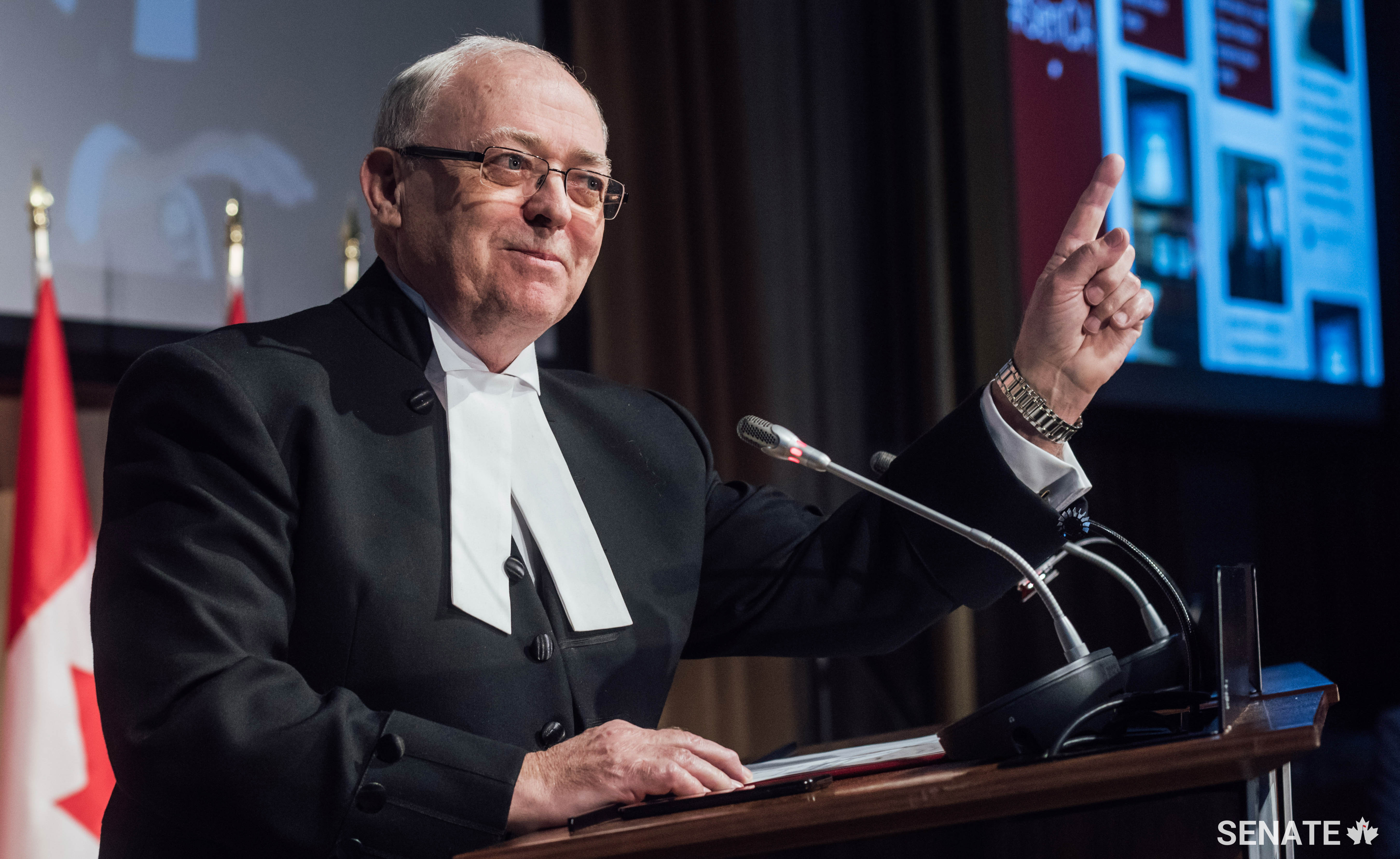 Senate Speaker George J. Furey tells the 500-strong audience that the Senate’s expanded digital presence marks a watershed. “As the new generation so eloquently puts it, ‘YOLO,’ which is why we are pursuing this project with so much vigour and energy.”