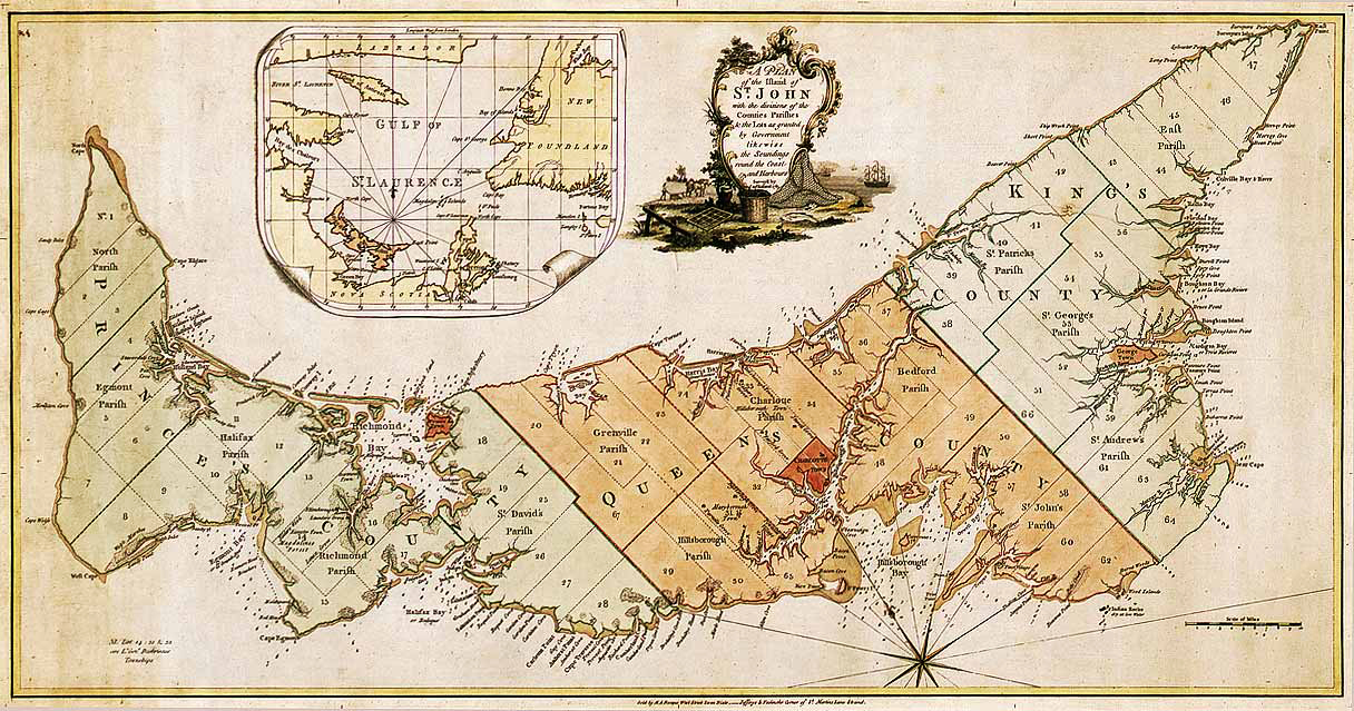 This 1775 map shows the first survey of Saint John Island — later renamed Prince Edward Island — after the French ceded control to the British. The survey divided the island into 67 lots that were sold off to aristocratic British landlords. This transaction spawned a century of underdevelopment and political deadlock known as “the Land Question.”