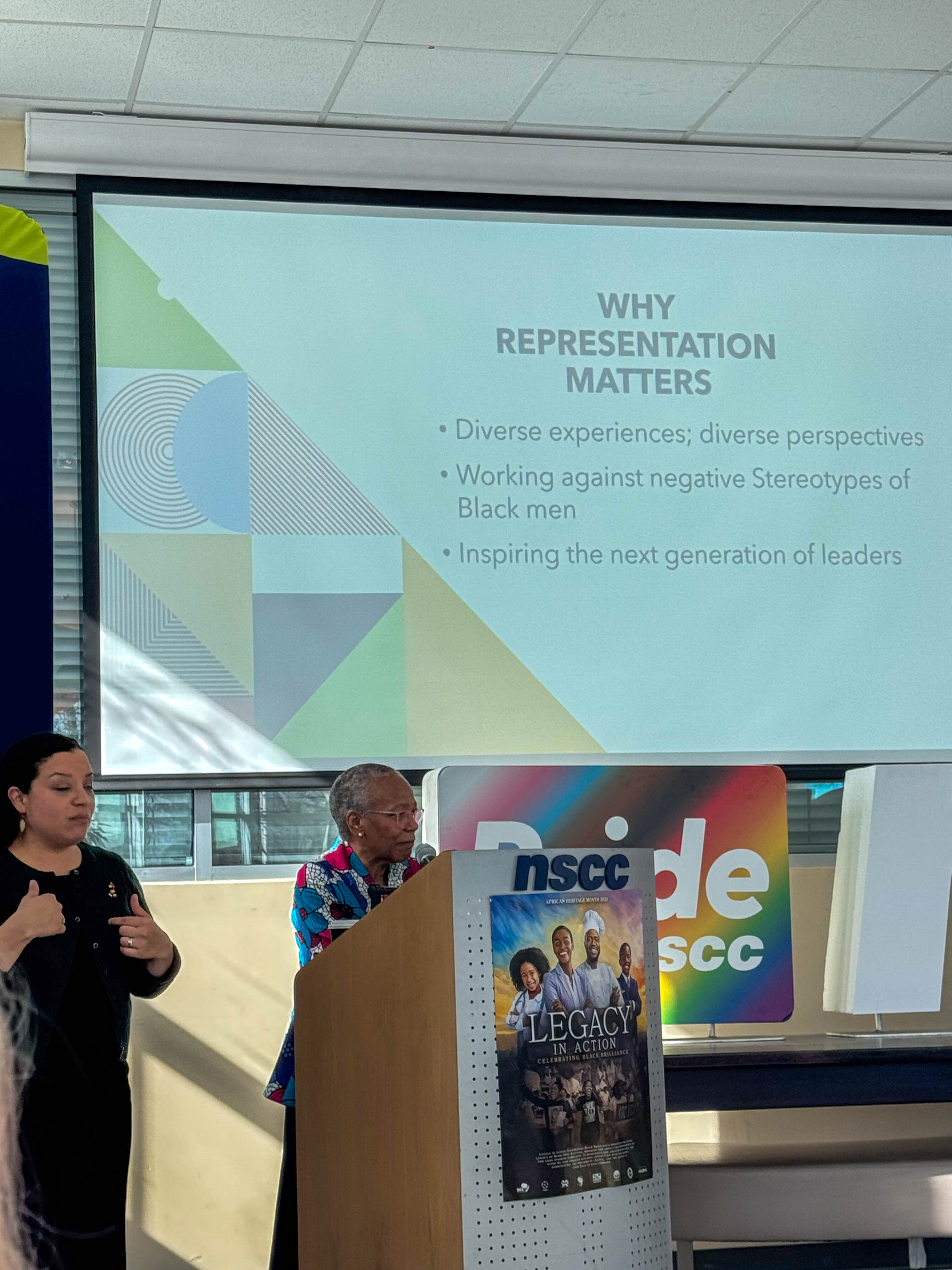 Tuesday, February 25, 2025 – Senator Wanda Thomas Bernard; lecture on the topic of African Heritage Month; visit coordinated by SENgage; Nova Scotia Community College IT Campus, Halifax, Nova Scotia.