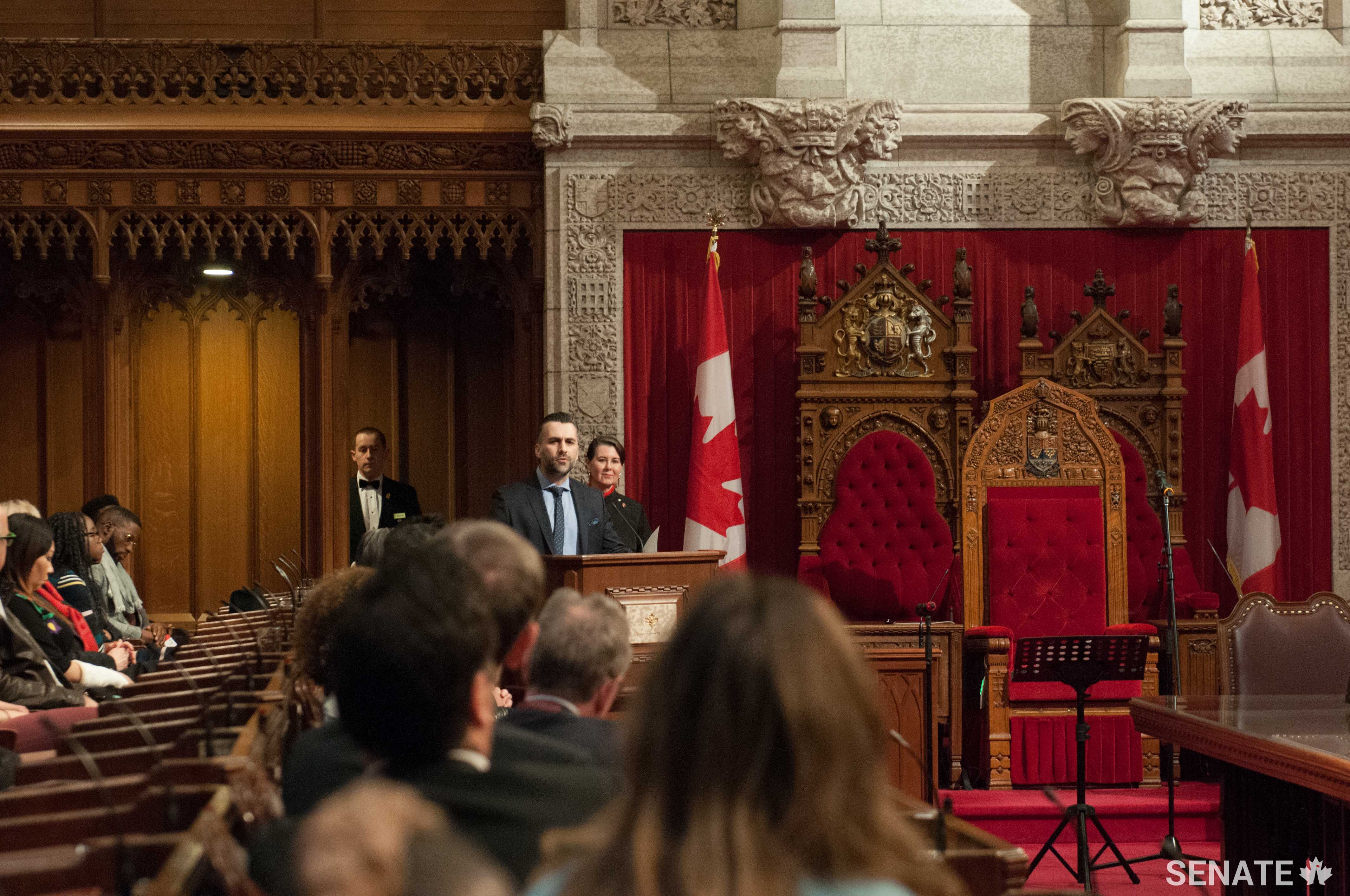 “Make Music Matter helps give a voice to someone who others have tried to silence, so it’s important that people came out to the Senate today just to listen to that voice and that story,” said Ian D’Sa, the guitarist with rock band Billy Talent.