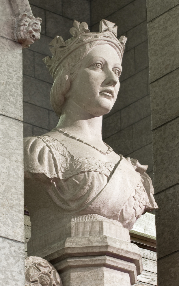 This marble bust of Victoria, carved in 1936, occupies a niche behind the royal thrones and the speaker’s chair at the north end of the Senate Chamber.