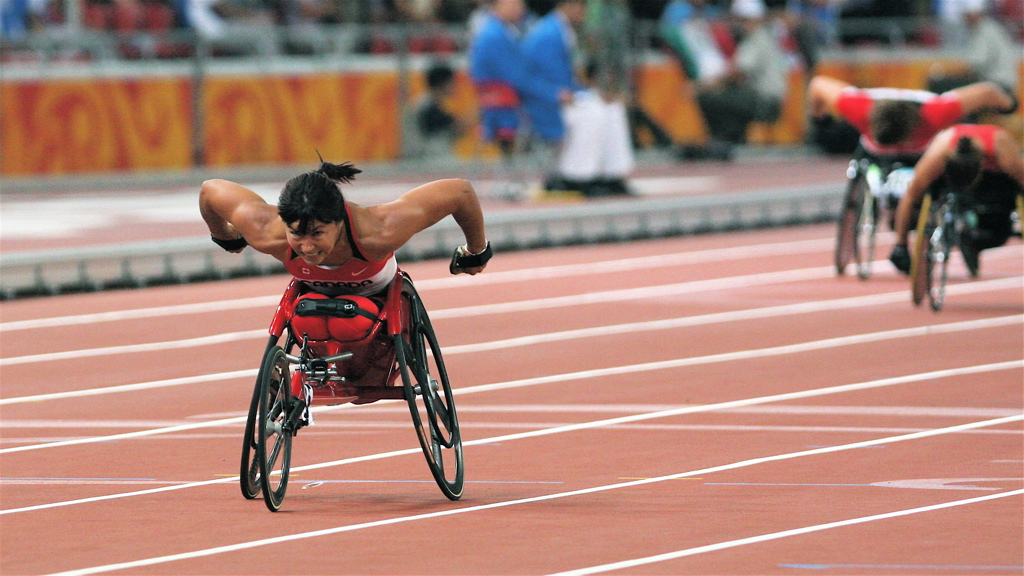 <a href='https://sencanada.ca/en/senators/petitclerc-chantal/'>Senator Chantal Petitclerc</a> competes for gold in the 400 m at the 2008 Beijing Paralympic Games.