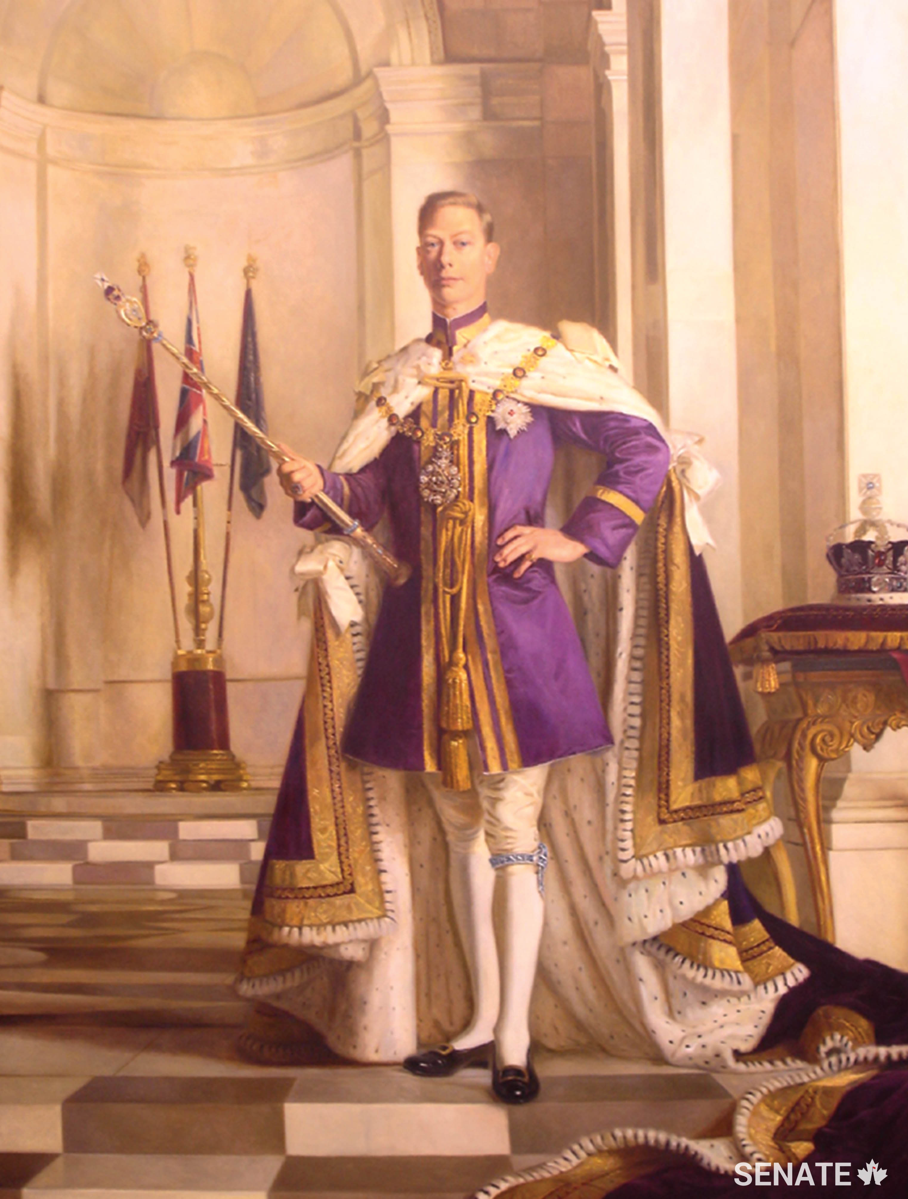 Robert Swain’s portrait of King George VI depicts a quietly dignified king who presided over the creation of the Commonwealth of Nations as well as Newfoundland’s entry into Confederation in 1949.