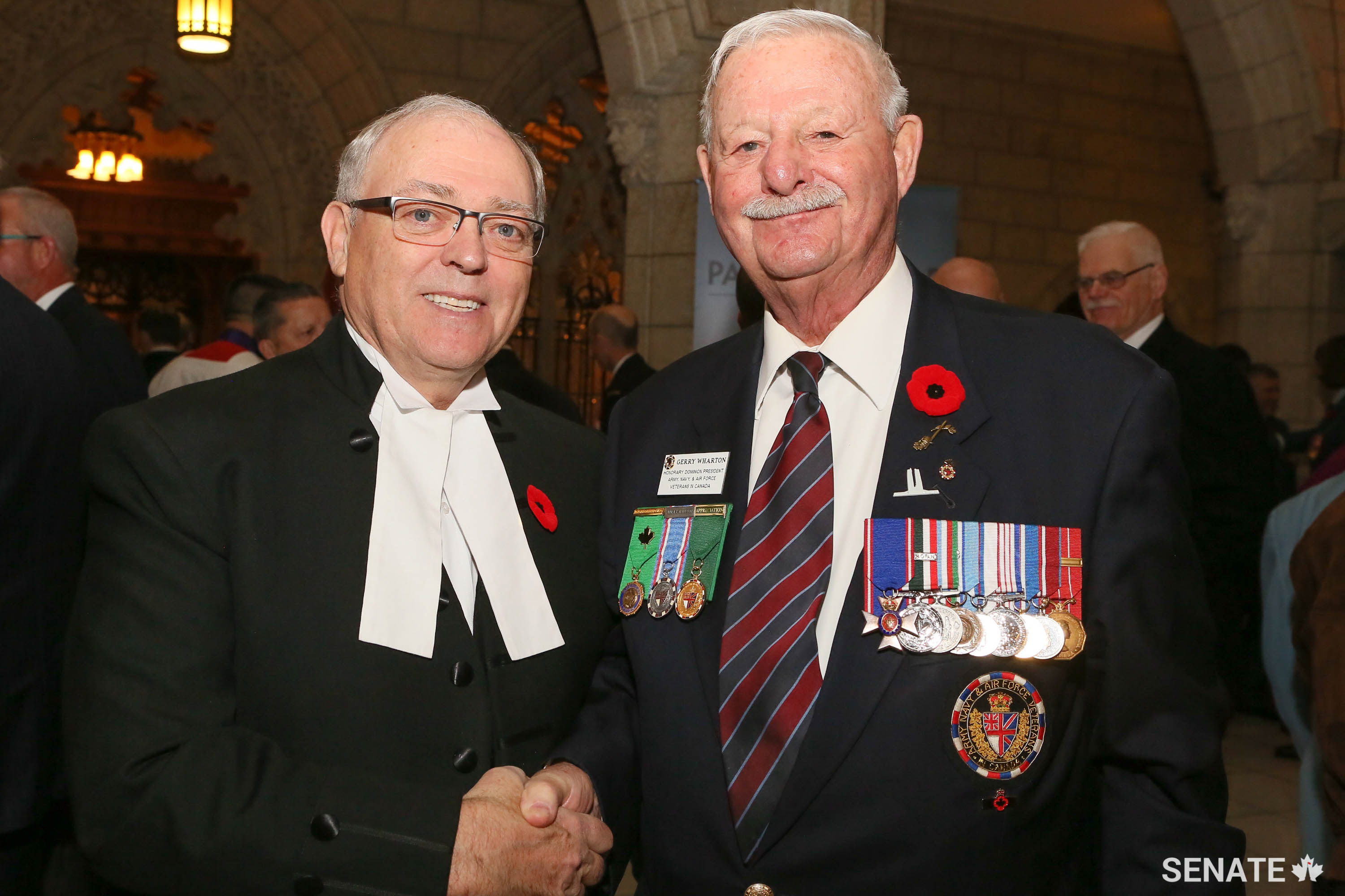 Speaker Furey meets Gerry Wharton, Honorary Dominion President of Army, Navy & Air Force Veterans of Canada (ANAVETS).