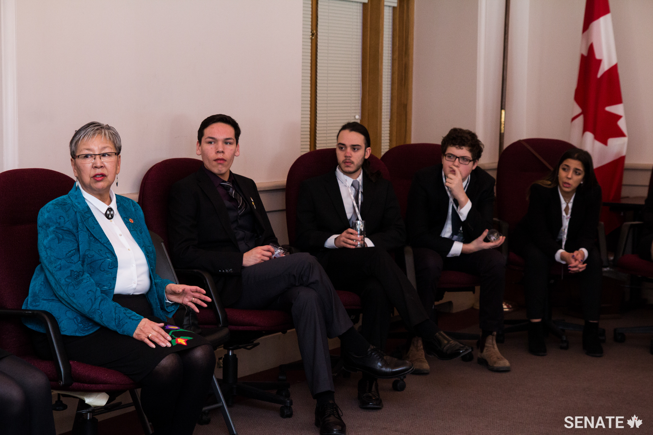 Senator Lillian Eva Dyck engages Forum participants on the issue of missing and murdered Indigenous women and girls.