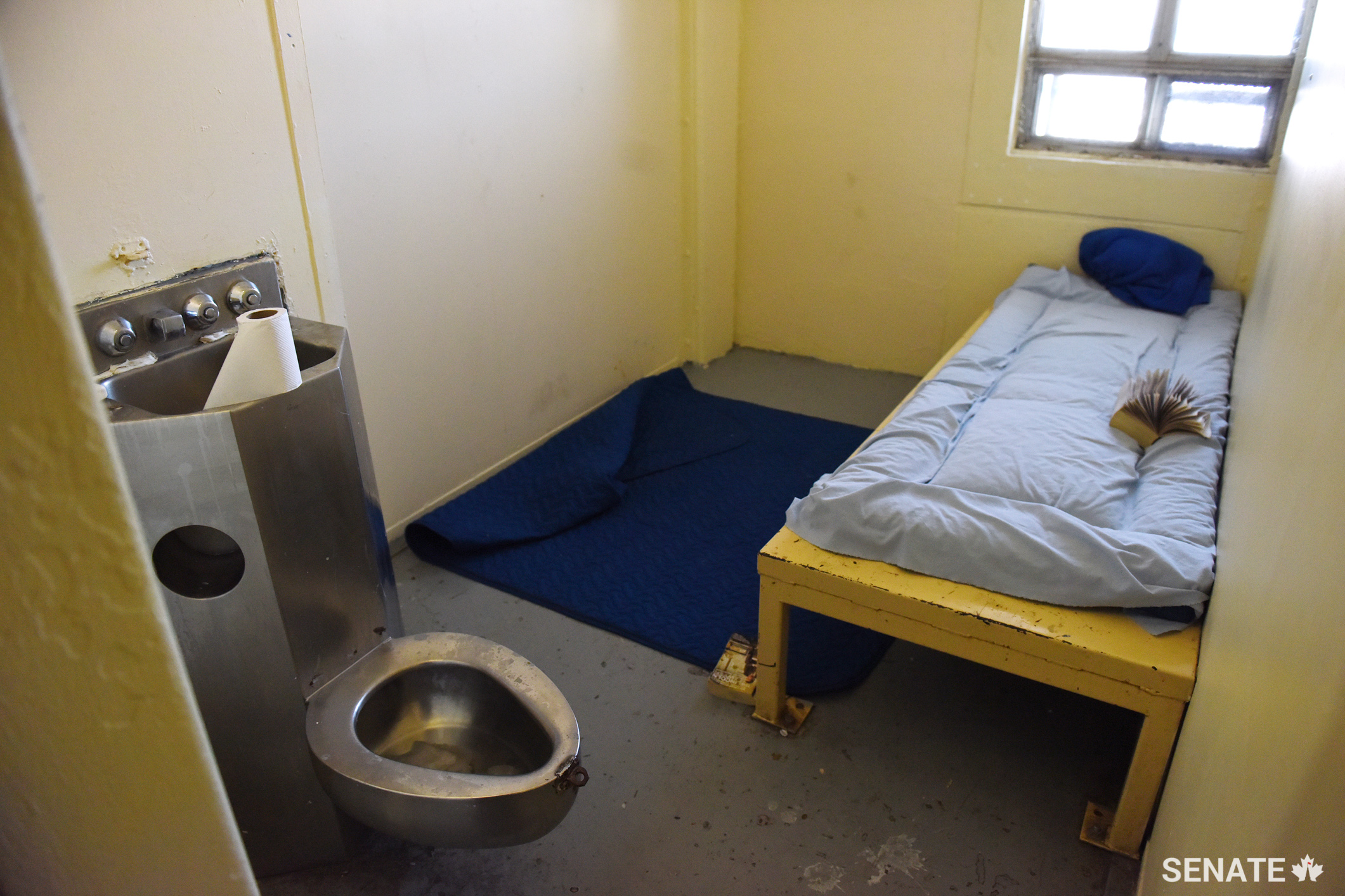 A typical cell in the segregation unit bears traces of its occupant. The committee has heard from witnesses that being held in segregation for even short amounts of time can negatively affect prisoners’ mental health — particularly if they have existing mental health problems.