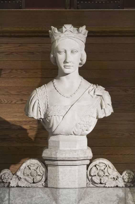 A marble bust of Victoria surveys the Senate from its position above the thrones and Speaker’s chair.