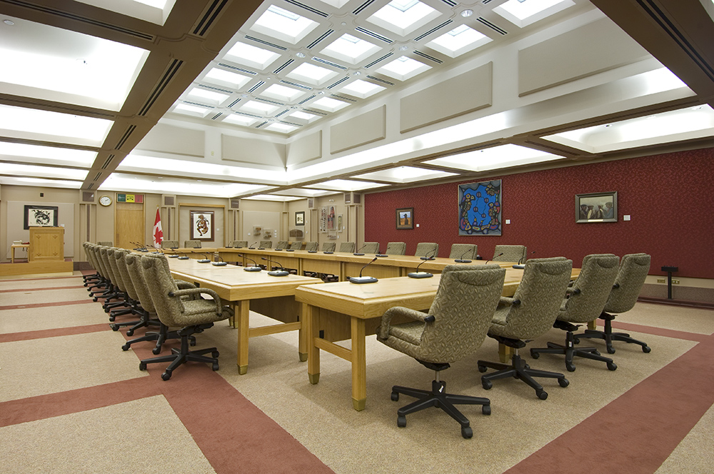 During the legislative process, a Senate bill may be referred to a committee — a small group of senators who study the impact of the proposed law in greater detail. The Aboriginal Peoples committee room, inside the Centre Block, is one of the places Senate committees meet to deliberate.