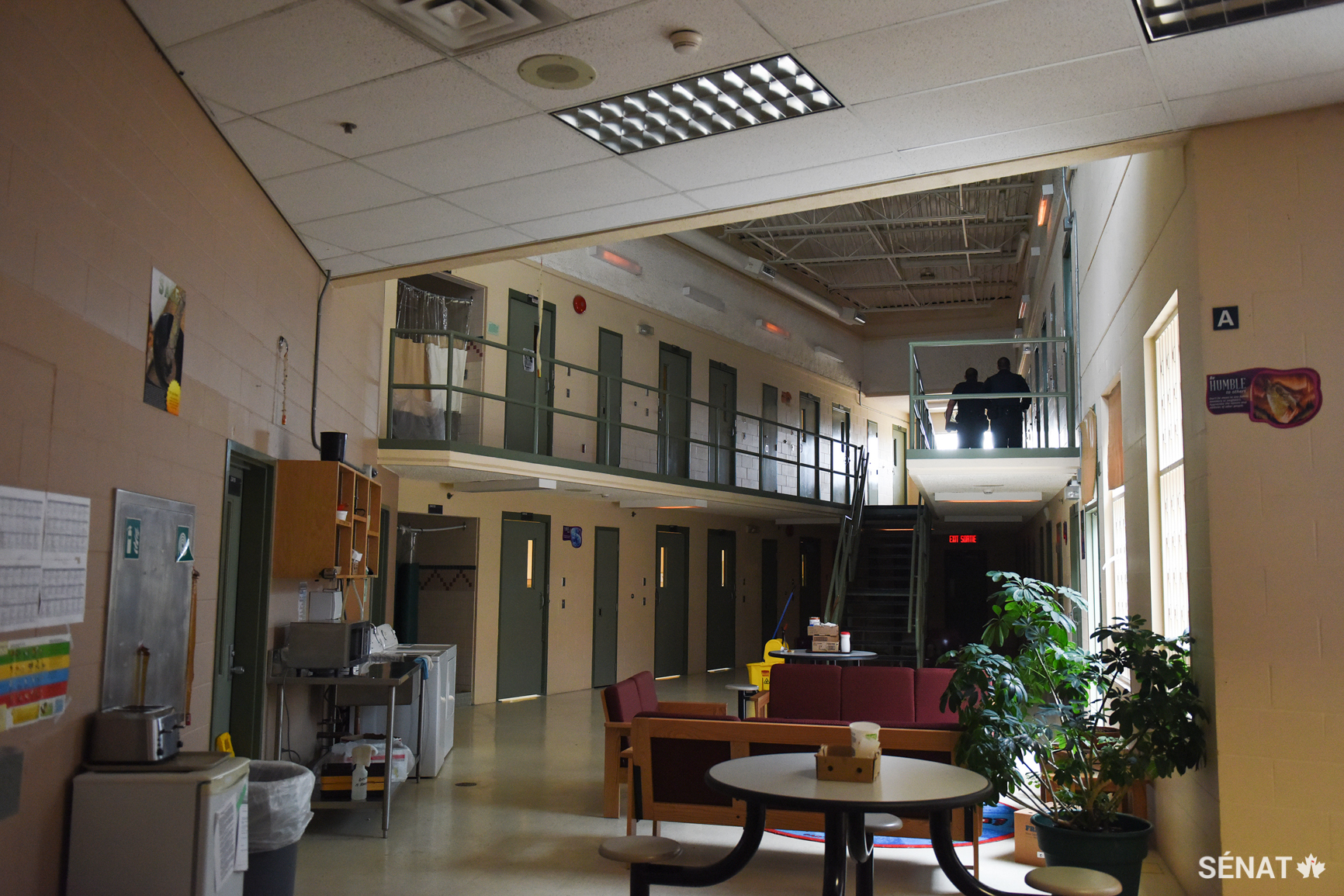 Les agents correctionnels éteignent les lumières à l’intérieur pour réduire les reflets quand ils regardent dans les cellules au cours du dénombrement cellulaire.