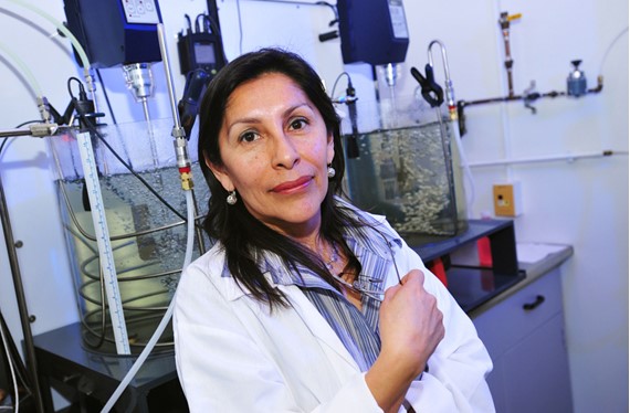 Senator Rosa Galvez in her laboratory at Laval University in Québec.