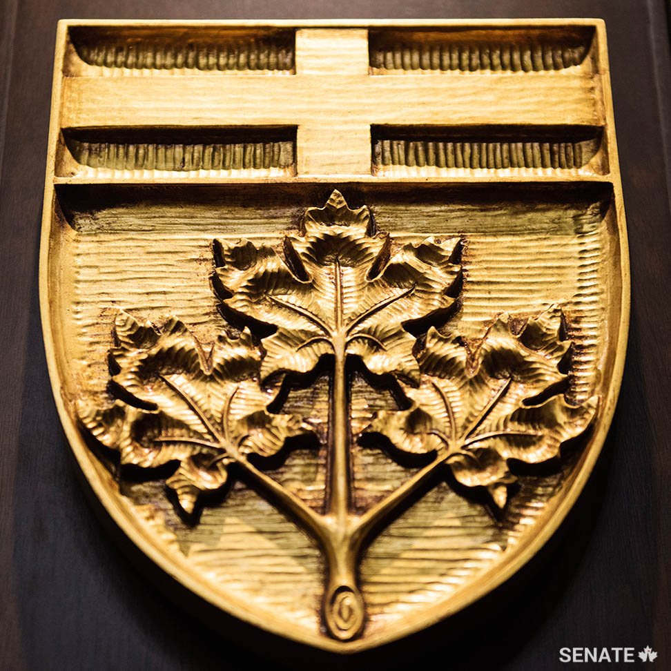 Three maple leaves and the Cross of St. George decorate Ontario’s shield.