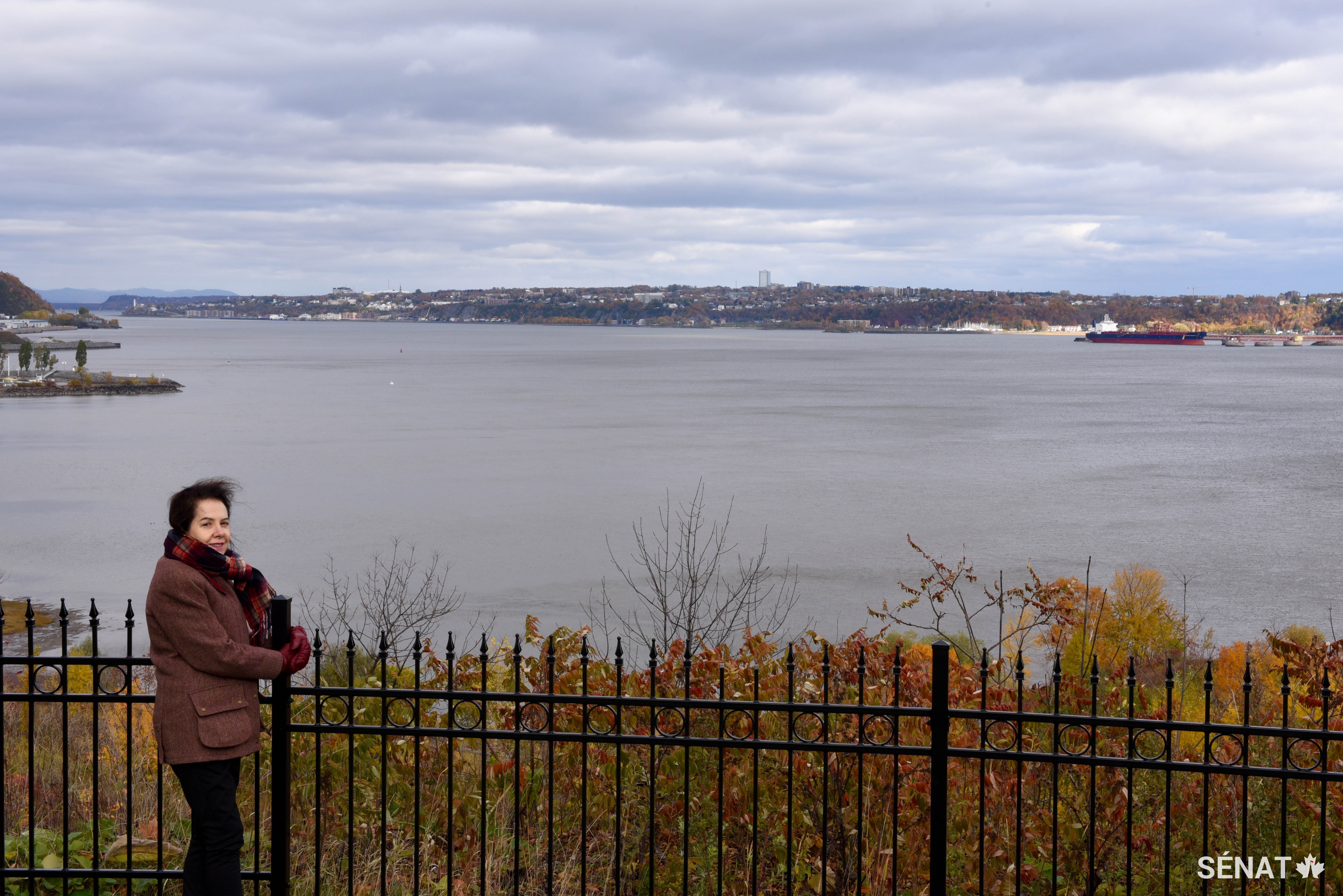 La sénatrice Raymonde Saint-Germain devant le Parc des Voiliers à Québec. (Crédit: Pierre Laurin)