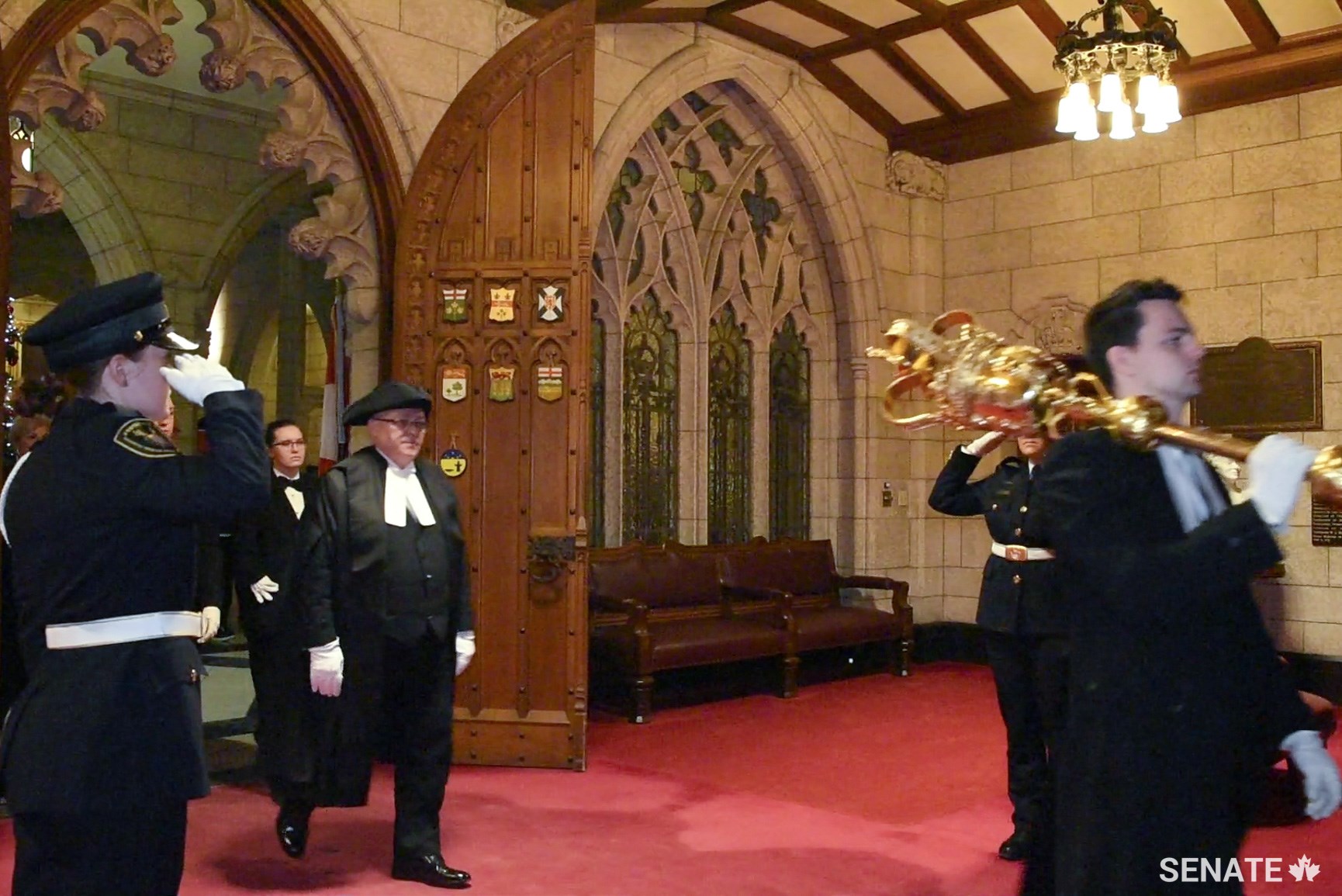 Speaker of the Senate George J. Furey enters the Red Chamber to preside over the last sitting of the Senate on Parliament Hill for at least a decade.