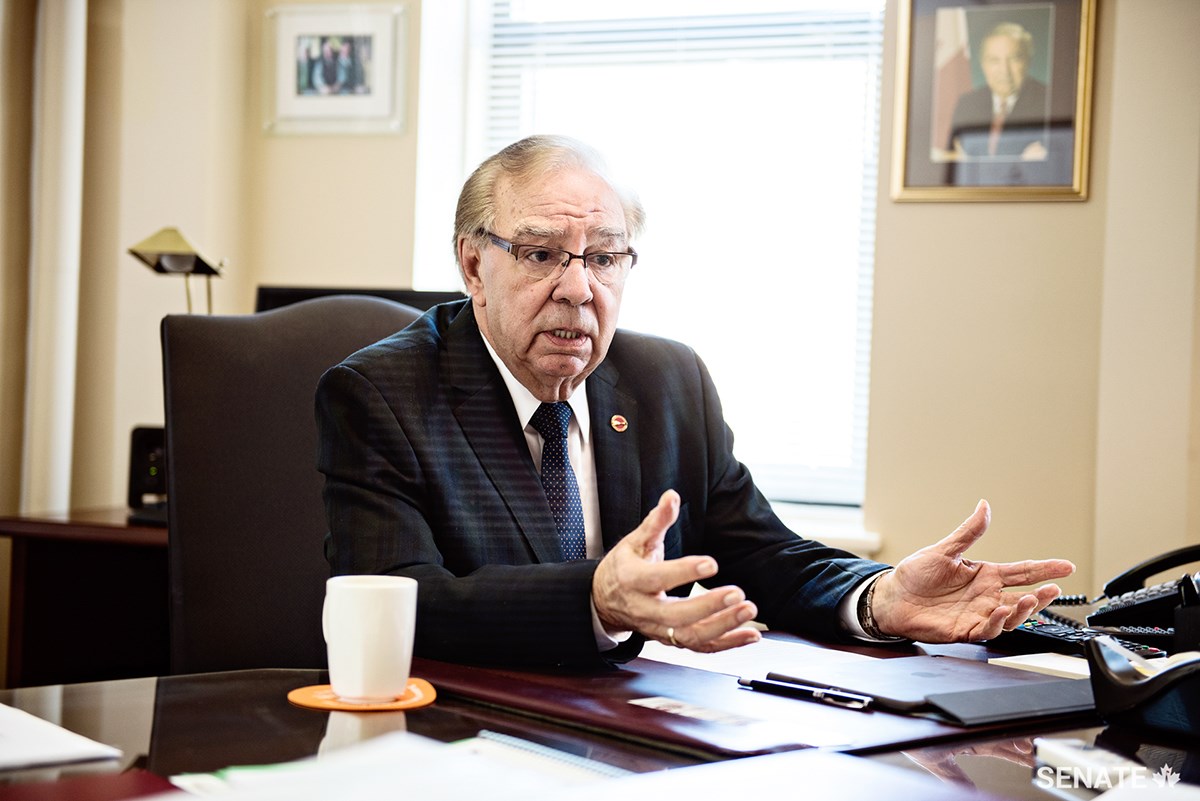 Senator Ghislain Maltais in his office before his retirement.