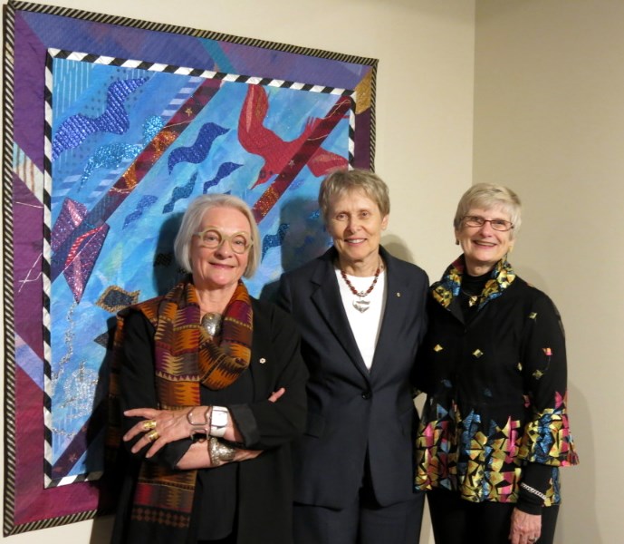 Senator Bovey with artist Carole Sabiston, left, and Roberta Bondar. Before she was appointed to the Senate, Senator Bovey was the founding director and curator of Buhler Gallery in Saint-Boniface, Winnipeg. One of the exhibitions she organized was “Dreams and Realities: Human Sensitivity of Place,” in collaboration with Ms. Sabiston and the Roberta Bondar Foundation.
