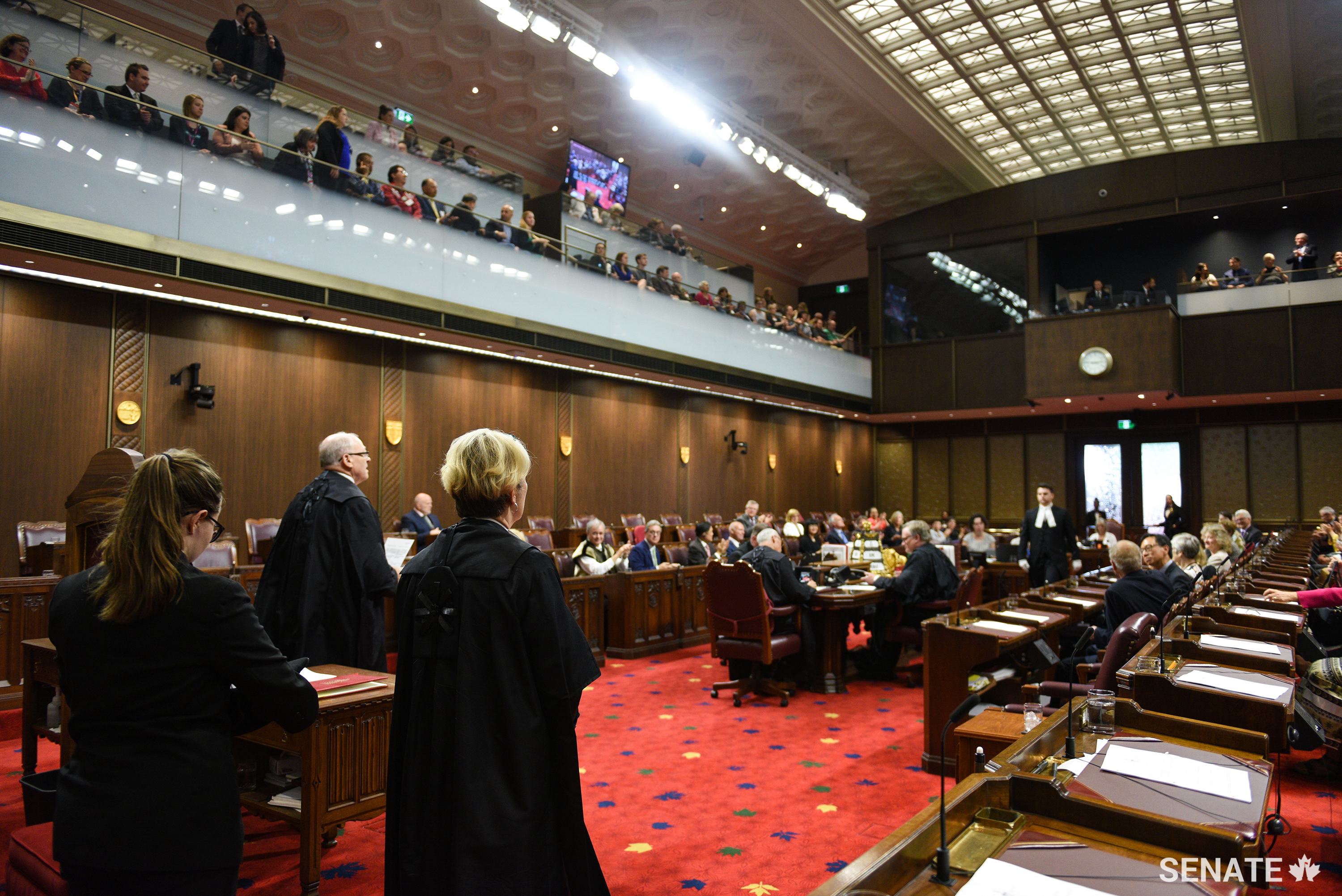 The Speaker can ask senators if they agree to “not see the clock,” meaning they can continue sitting without suspending Senate business for the regularly scheduled evening break at 6 p.m.