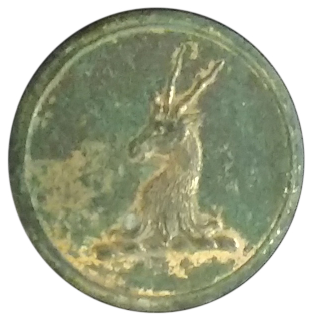 Archaeologists also found this gilded military jacket button on Parliament Hill.