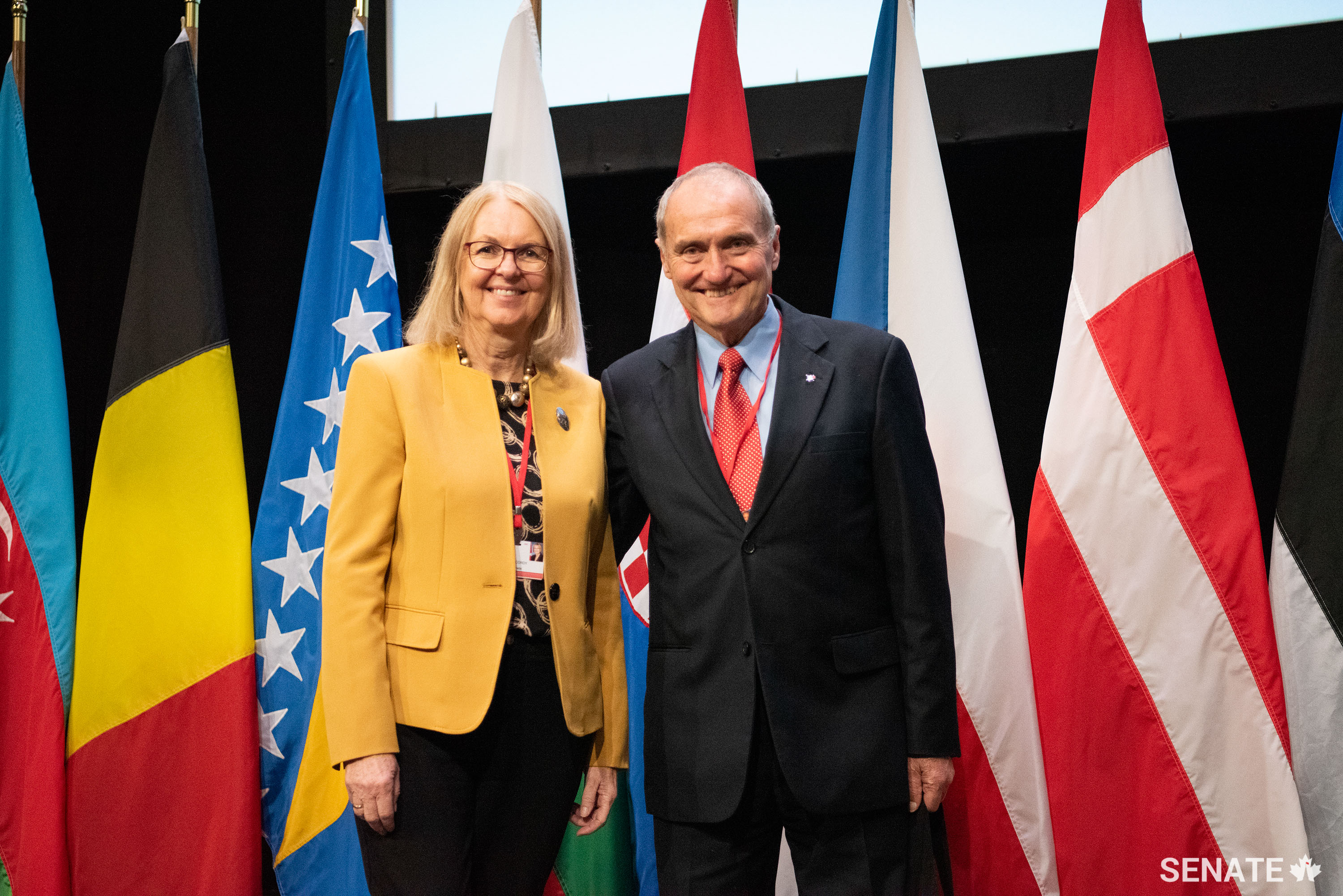Senator Day is joined by Senator Cordy at the 64th Annual Session of the NATO Parliamentary Assembly in Halifax on November 20, 2018.