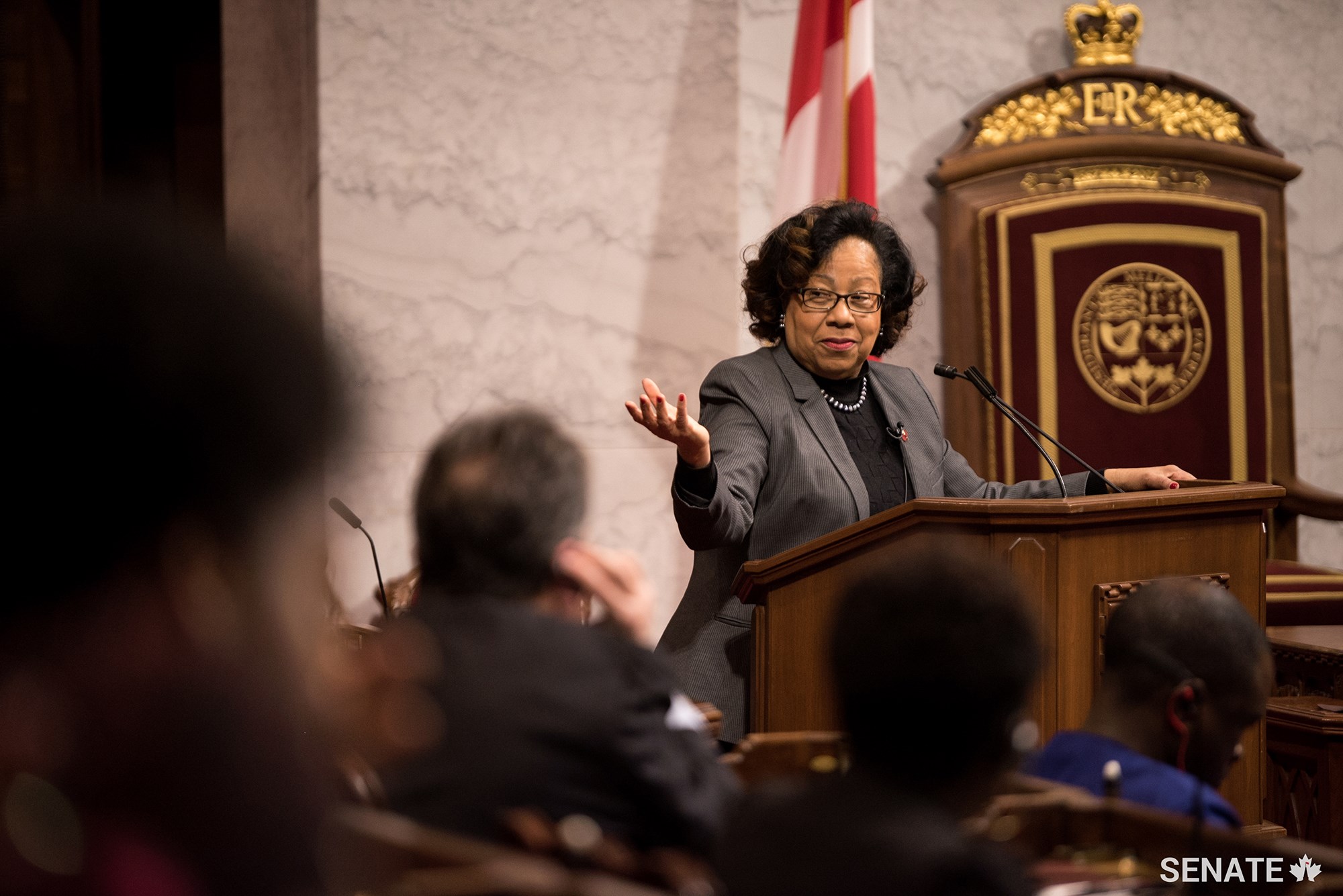 Senator Marie-Françoise Mégie encouraged students to “take their place” despite the obstacles that will stand in their way. “You can overcome them,” she said. “You will face obstacles because of the colour of your skin and some of you will face obstacles because you are women. You are all part of the struggle, but you are also on the winning team.”