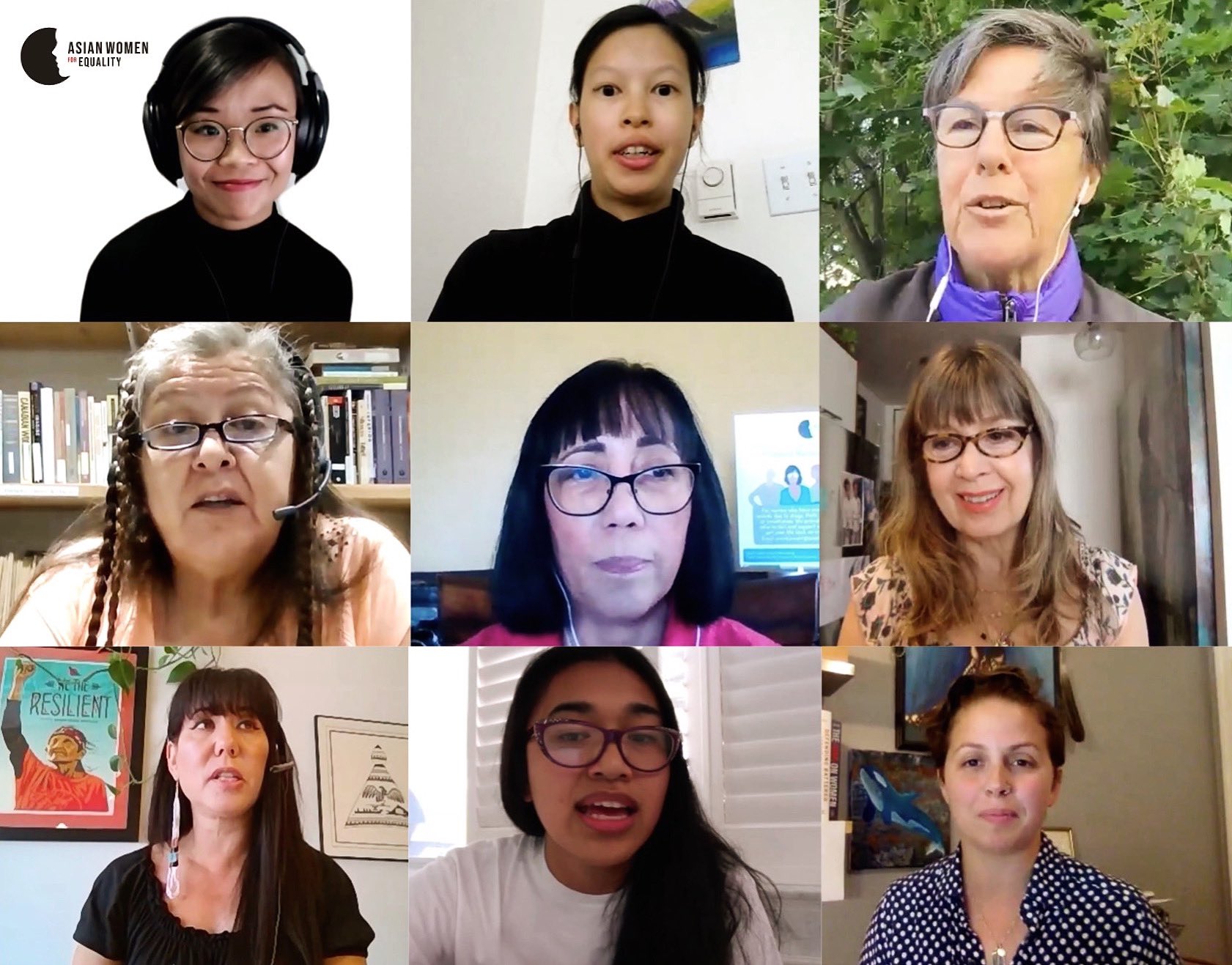 Sunday, August 30, 2020 — Senator Kim Pate (top right) speaks about basic income on a panel discussion organized by Asian Women for Equality.