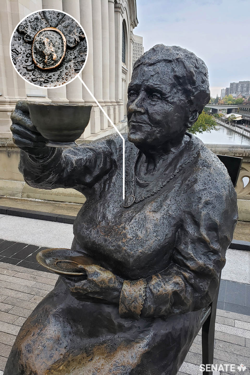 Look closely and you can spot a portrait of the Paterson family’s terrier, Dickens, that the sculptor slipped into Henrietta Edwards’ locket.