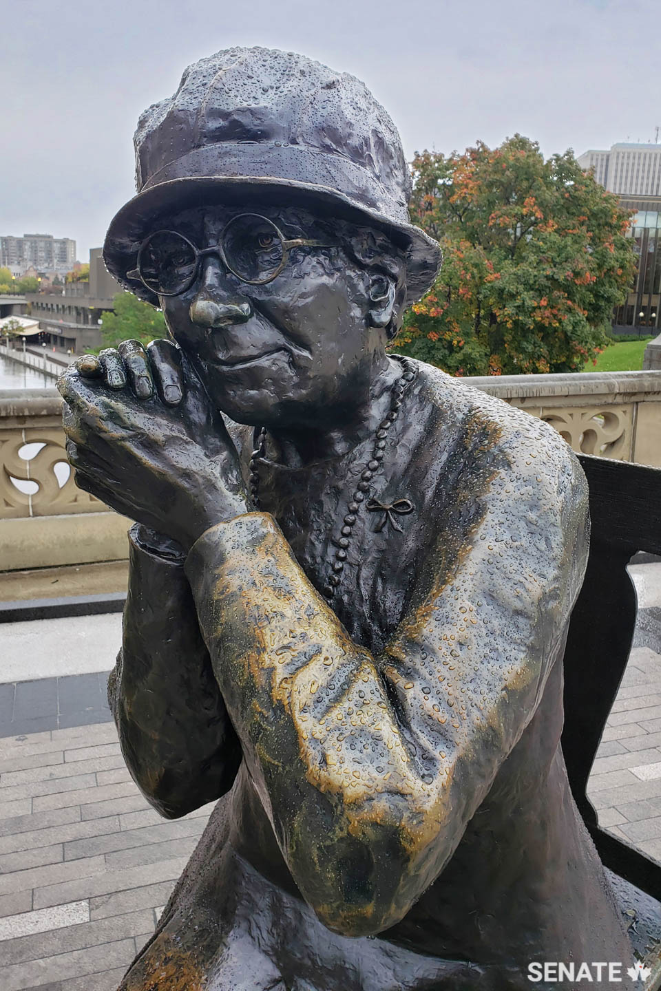 Louise McKinney wears a white ribbon, a reminder of her role in Alberta’s temperance movement.