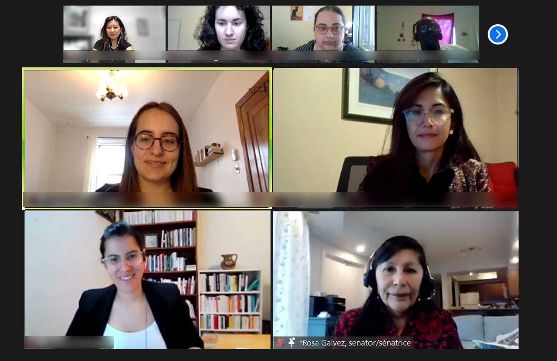 Thursday, April 1, 2021 – Senator Rosa Galvez participates as one of three experts invited to the first global citizenship forum held in French organized by the United Nations Association in Canada. Youth from across Canada discussed the themes of development and international cooperation and how they can make communities more sustainable and inclusive.