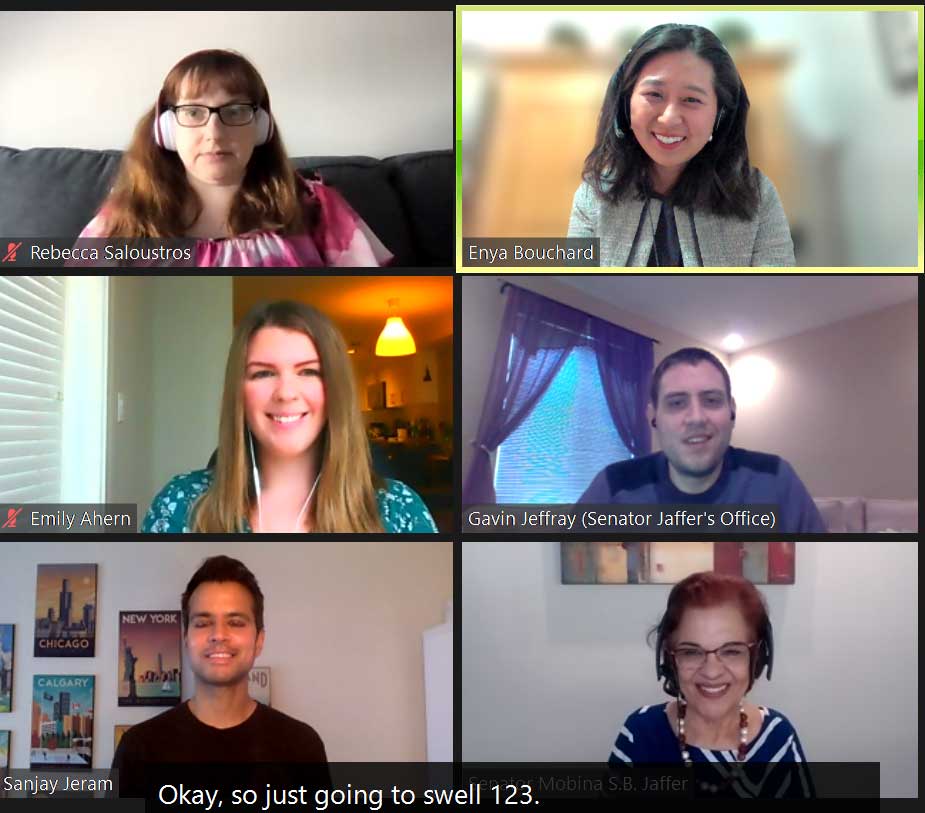 Tuesday, April 6, 2021 – Senator Mobina S.B. Jaffer speaks with political science students at Simon Fraser University as a proud SFU alumna and an experienced B.C. senator. Their discussion touched on various topics including Bill C-7, an Act to amend the Criminal Code (medical assistance in dying).