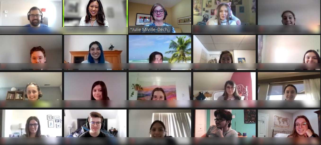 Thursday, April 1, 2021 – Senator Julie Miville-Dechêne speaks with students from the Val-d’Or campus of Cégep de l’Abitibi-Témiscamingue about her work in the Senate of Canada, about women in politics and about the relationship between politicians and the media.