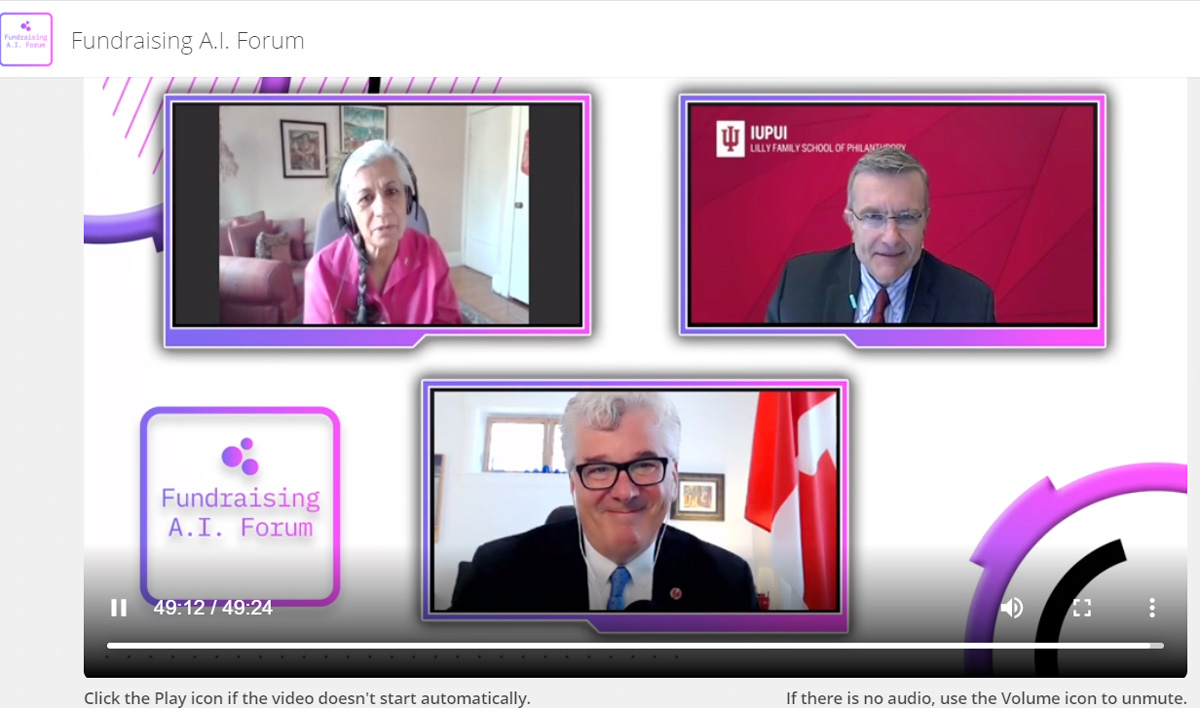 Tuesday, May 18, 2021 – Senators Ratna Omidvar and Colin Deacon participate as panelists at the Nonprofit A.I. Forum 2021 co-hosted by Fundmetric and Acadia University where they spoke about artificial intelligence and digital transformation for the charitable sector.