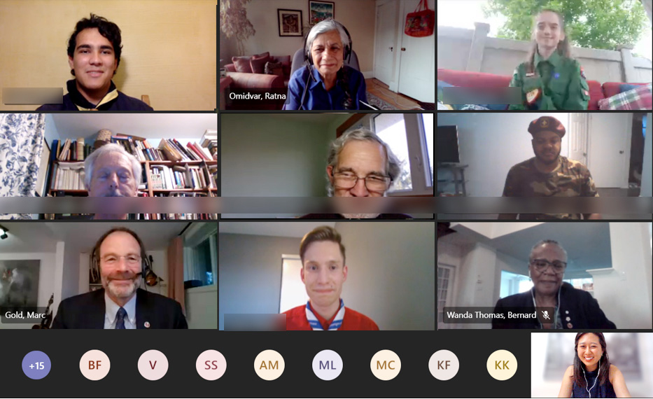 Monday, May 17, 2021 –Senators Ratna Omidvar, Wanda Thomas Bernard and Marc Gold share their extensive experience in advancing values of diversity, equity and inclusion with youth and Scouters from across Canada at the fourth session of the Scouts Canada Senate Speaker Series.