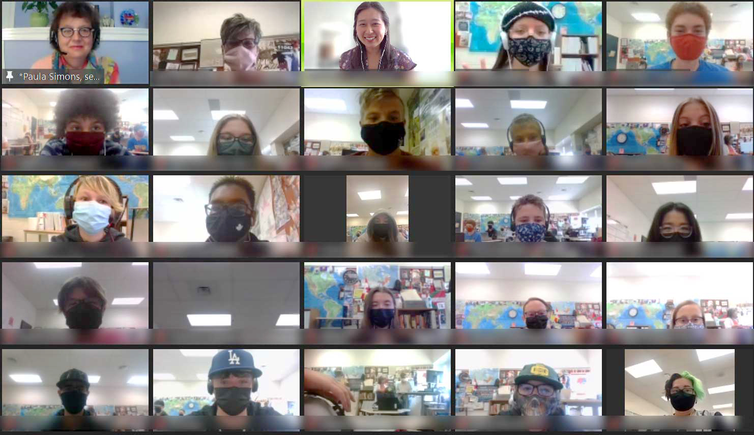 Senator Paula Simons meets with Grade 9 students at Bert Church High School in Airdrie, Alberta