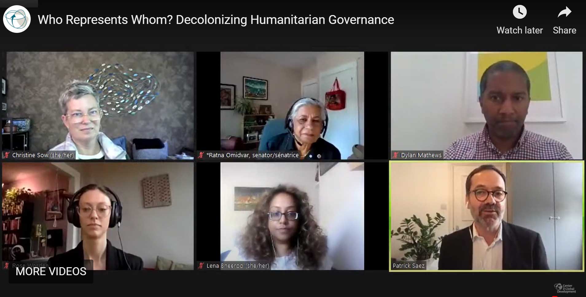 Tuesday, June 22, 2021 – Senator Ratna Omidvar participates as a panelist at an international webinar on decolonizing humanitarian governance, organized by the Center for Global Development.