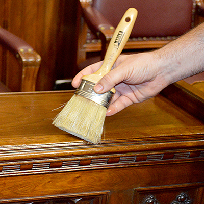 Photo of Senate desk restoration