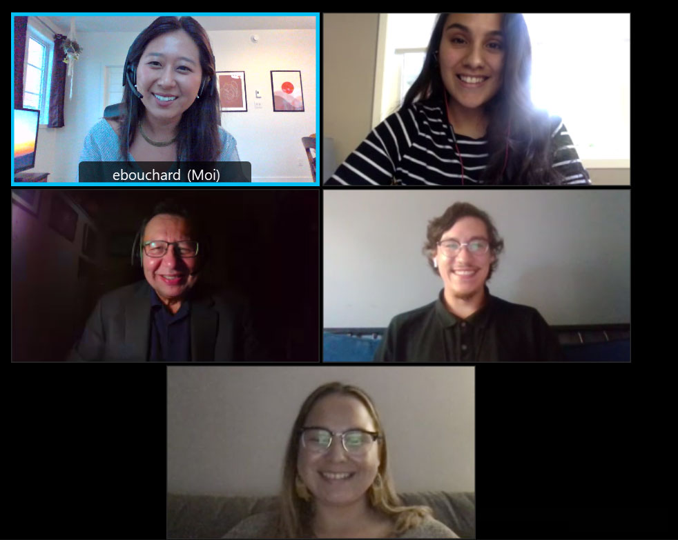 Tuesday, September 21, 2021 – Indigenous delegates from Young Diplomats of Canada explain their advocacy work and their recommendation to create a Youth Advisory Council within the United National Permanent Forum on Indigenous Issues to Senator Dan Christmas. The delegates were preparing for the 20th session of the forum and received advice from Senator Christmas.