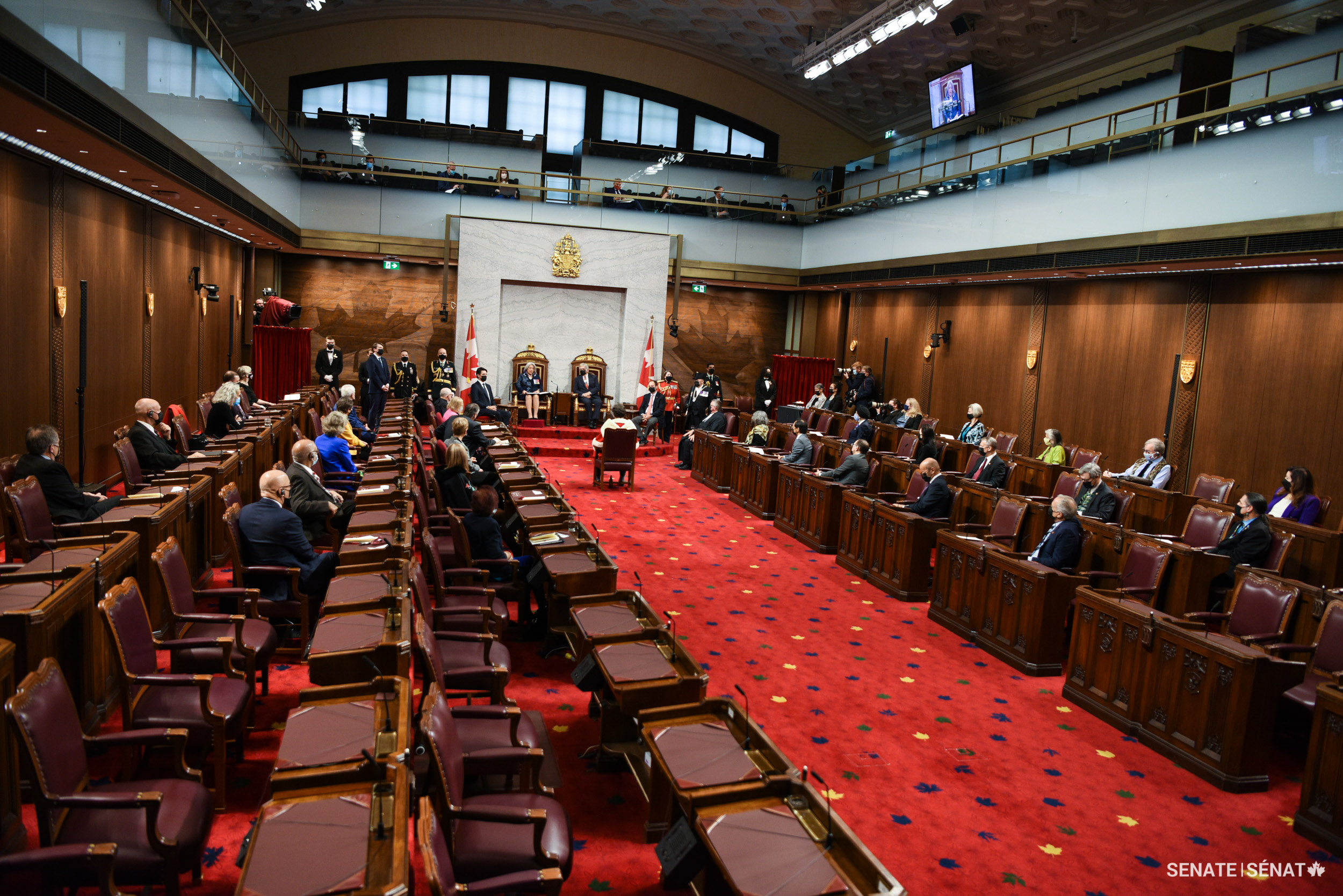 With the pandemic far from over, capacity limits kept the usual crowds of parliamentarians away from the Senate Chamber.