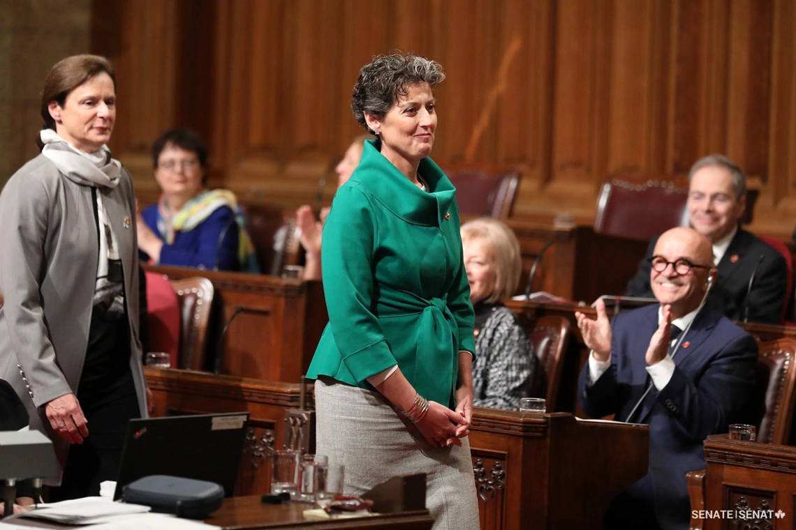 Senator Forest-Niesing prepares to be sworn in to the Senate on October 16, 2018.