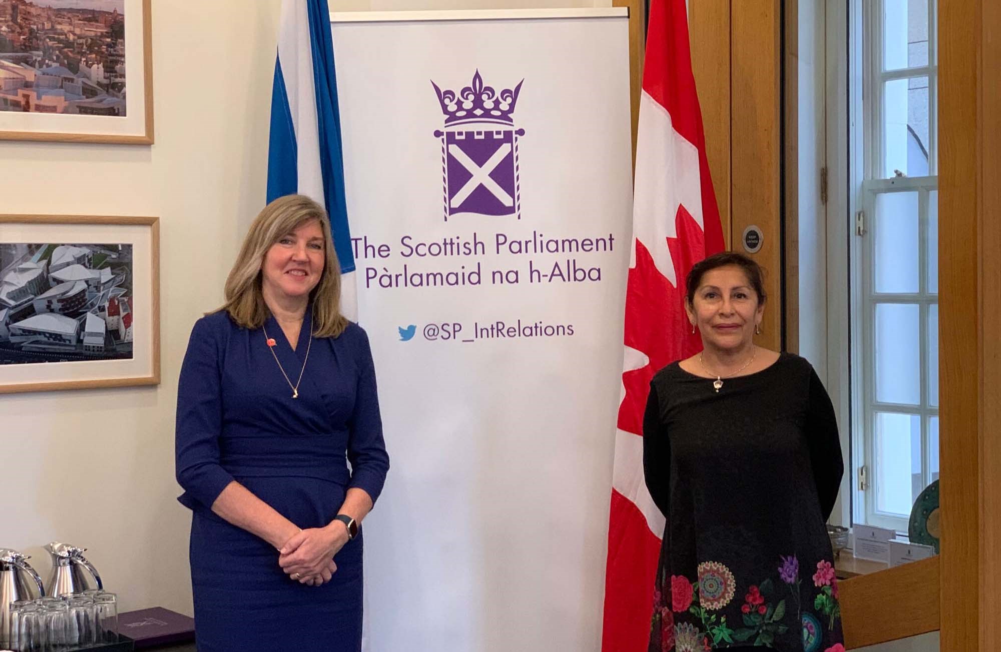 Friday, November 5, 2021 – Senator Rosa Galvez meets Alison Johnstone, the Presiding Officer of the Scottish Parliament, during the GLOBE COP26 Legislators Summit in Edinburgh, Scotland. The two parliamentarians discussed the impacts of climate change.
