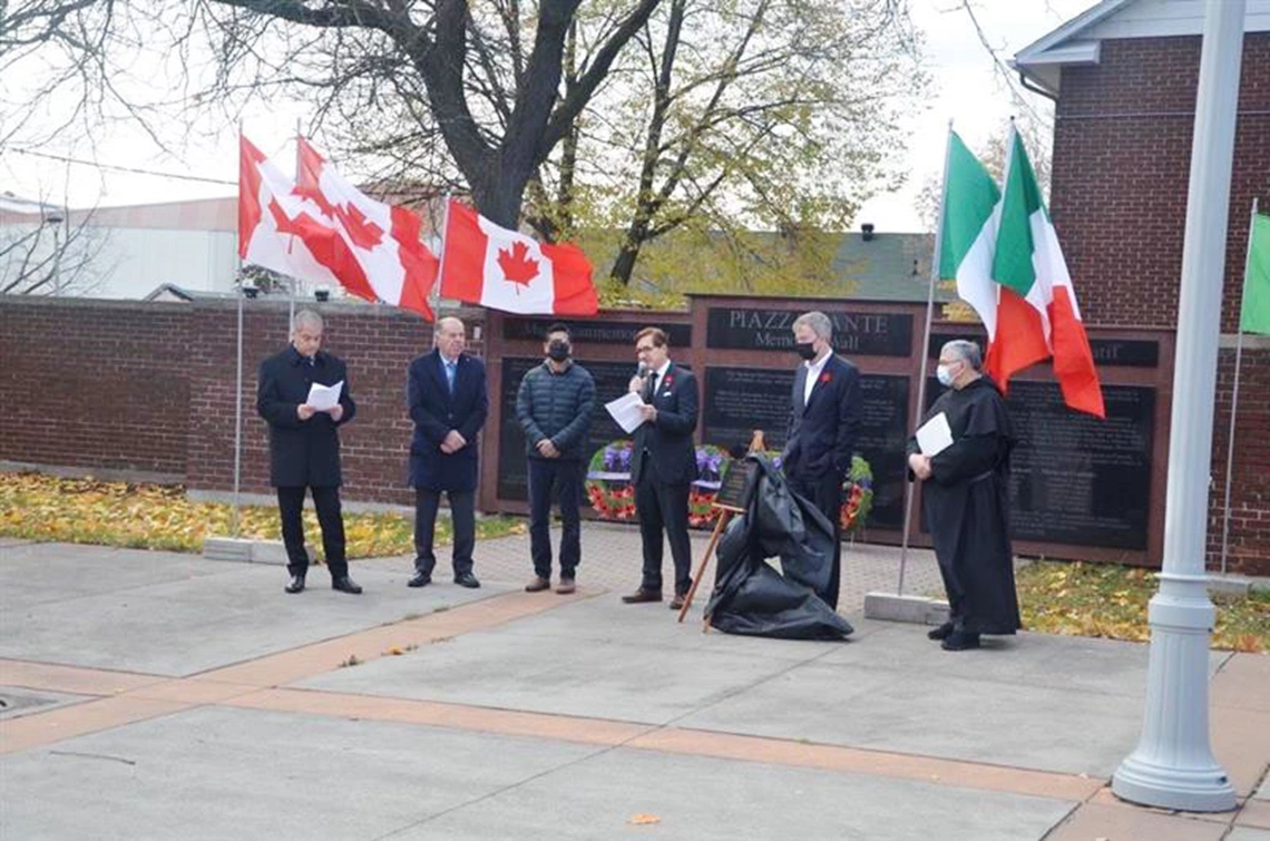 Sunday, November 14, 2021 – Senator Tony Loffreda attends a Remembrance Day ceremony in Ottawa organized by the local Italian community, along with Mayor Jim Watson and Ottawa-Centre MP Yasir Naqvi. A commemorative plaque honouring Cpl. Nathan Cirillo was unveiled during the ceremony.